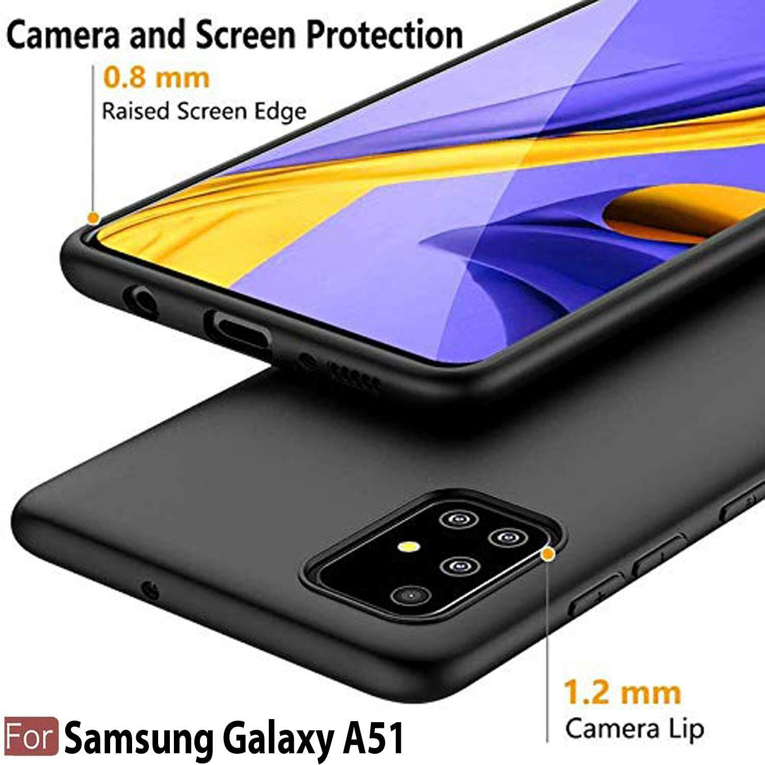 CEDO Samsung Galaxy A51 Back Cover | Camera Bump Protection & Ultra Slim | Matte Soft Silicon Shock Proof Rubberised Back Case Cover (Black)