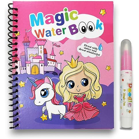 GLUN Water Magic Book, Magic Doodle Pen, Coloring Doodle Drawing Board Games for Kids, Educational Toy for Growing Kids (Theme 15)