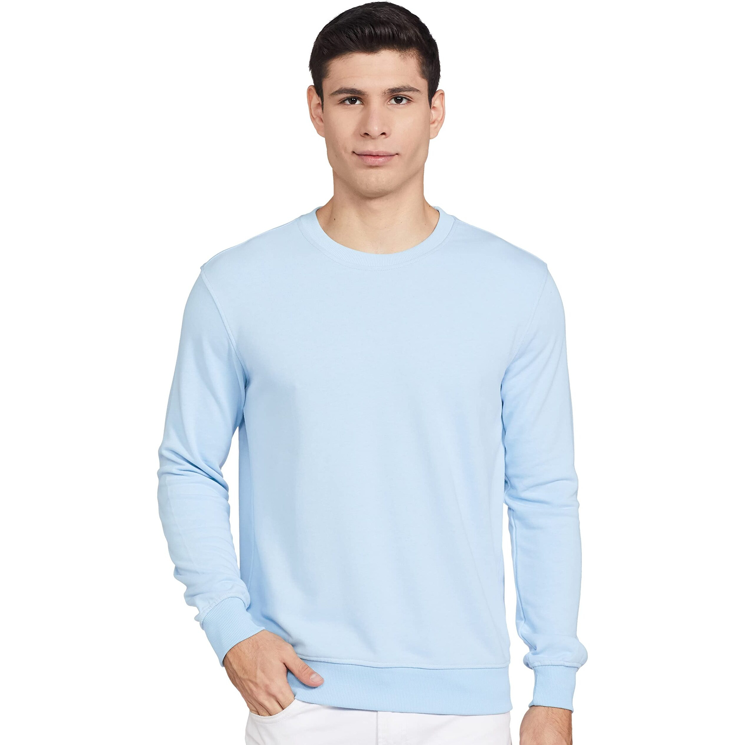 Amazon Brand - Symbol Men's Round Neck Sweatshirt (AW18MNSSW01_Bright Sky_2XL)