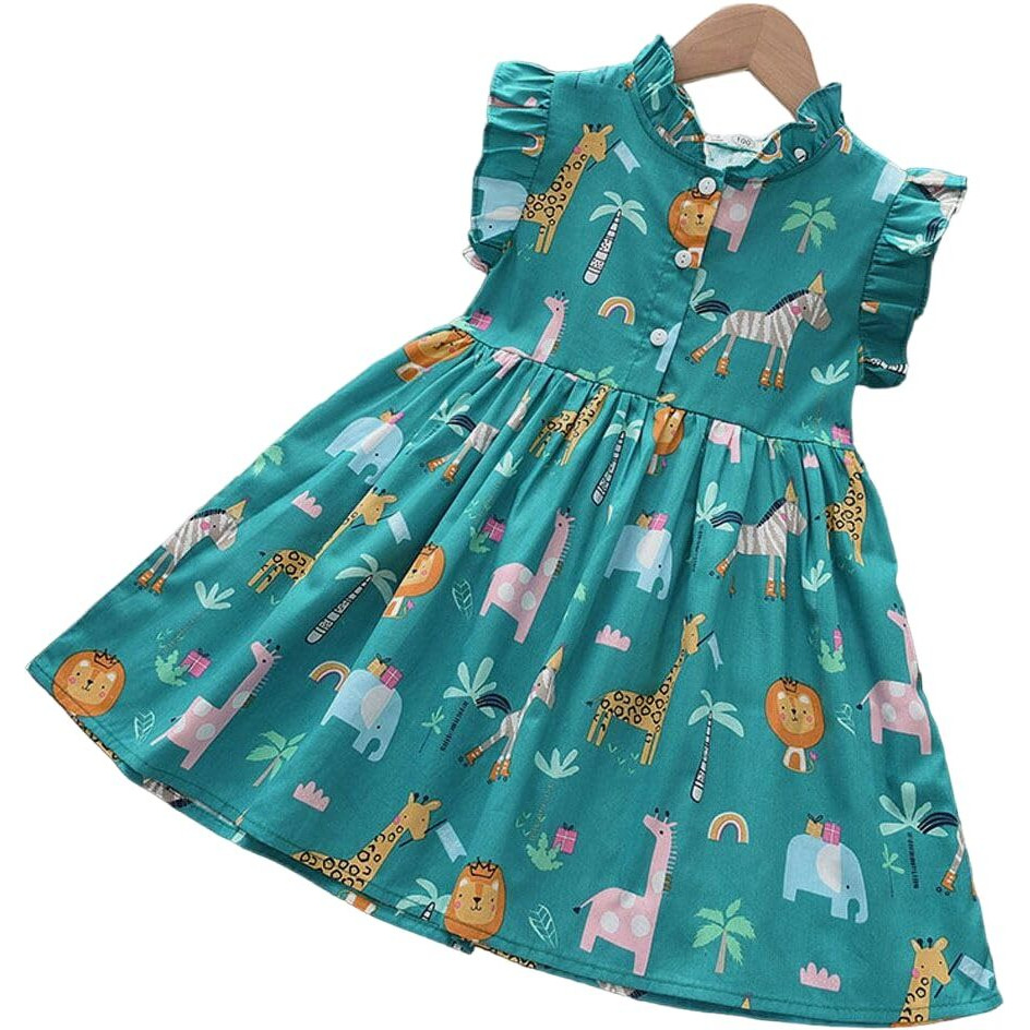 TAGAS Baby-Girl's Rayon Standard Length Dress Blue_1-2Y