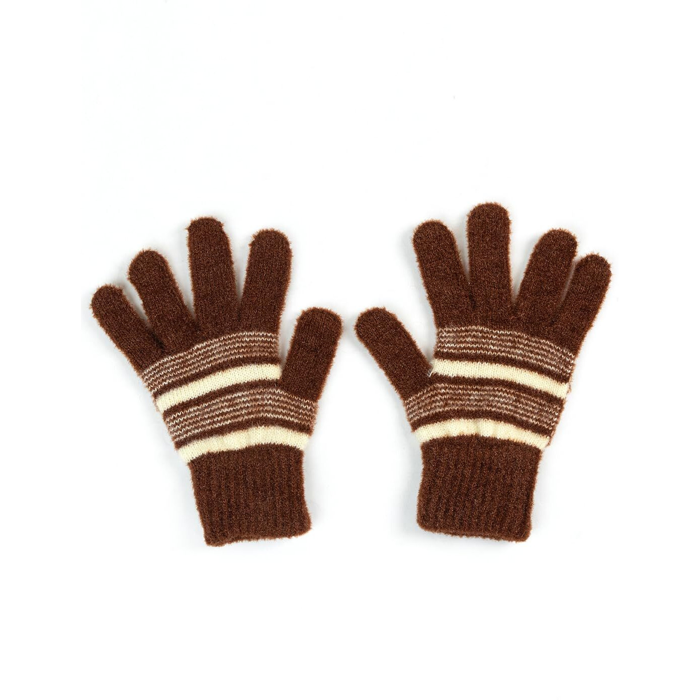 AMOLDO Women's Soft Knitted Winter Warm Woolen Cap with Woolen Lovely Muffler|Fur Cap with Muffler (Brown with Gloves)