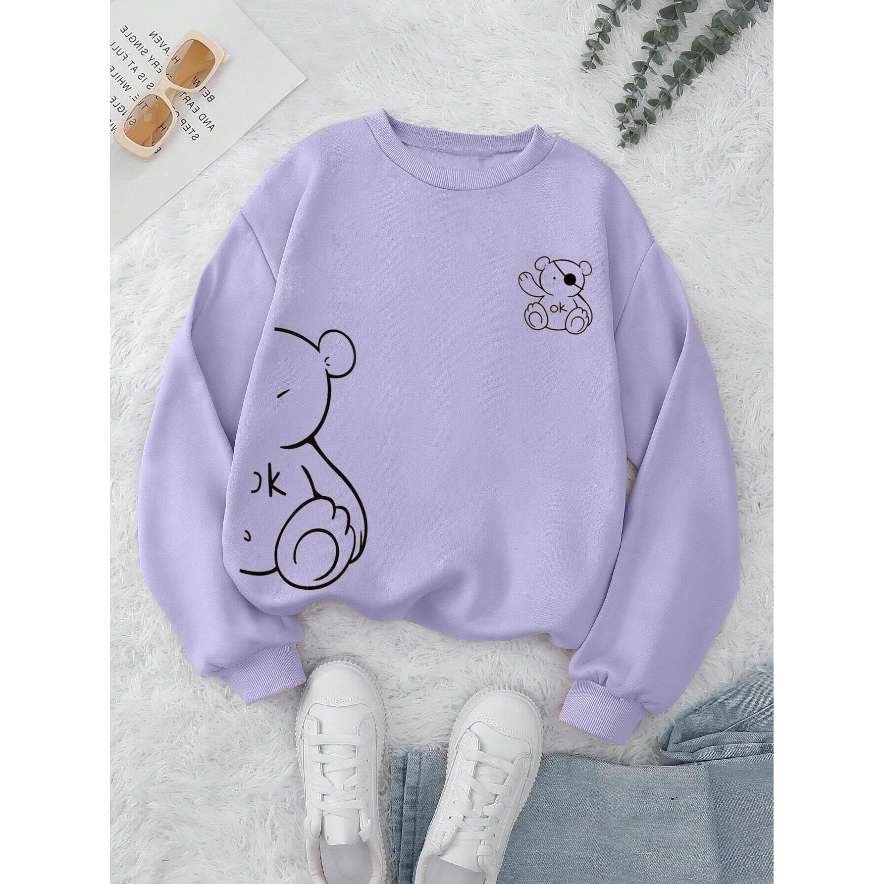 TAGAS Women's Fleece Hooded Neck Regular Fit Sweatshirt (WSS-1-LAVENDER-XXL_Lavender_2XL)