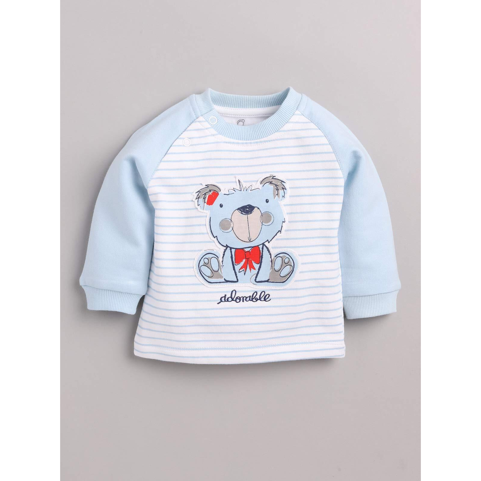 BABY GO Full Sleeve Casual Cotton Dungaree Dress for Baby Boys (12-18 Months, Sky)