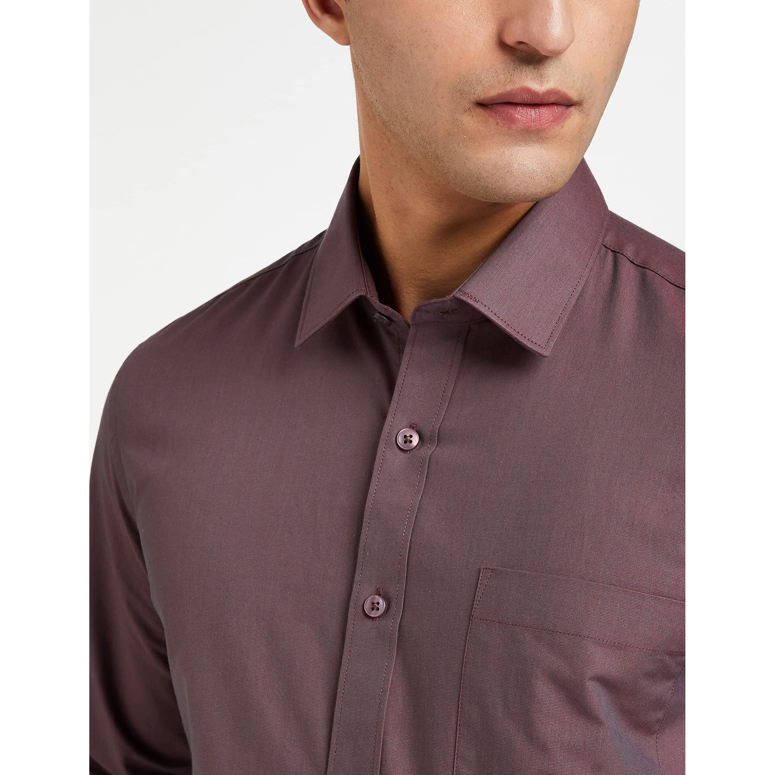 Amazon Brand - Symbol Men's Slim Fit Formal Shirt Maroon 42