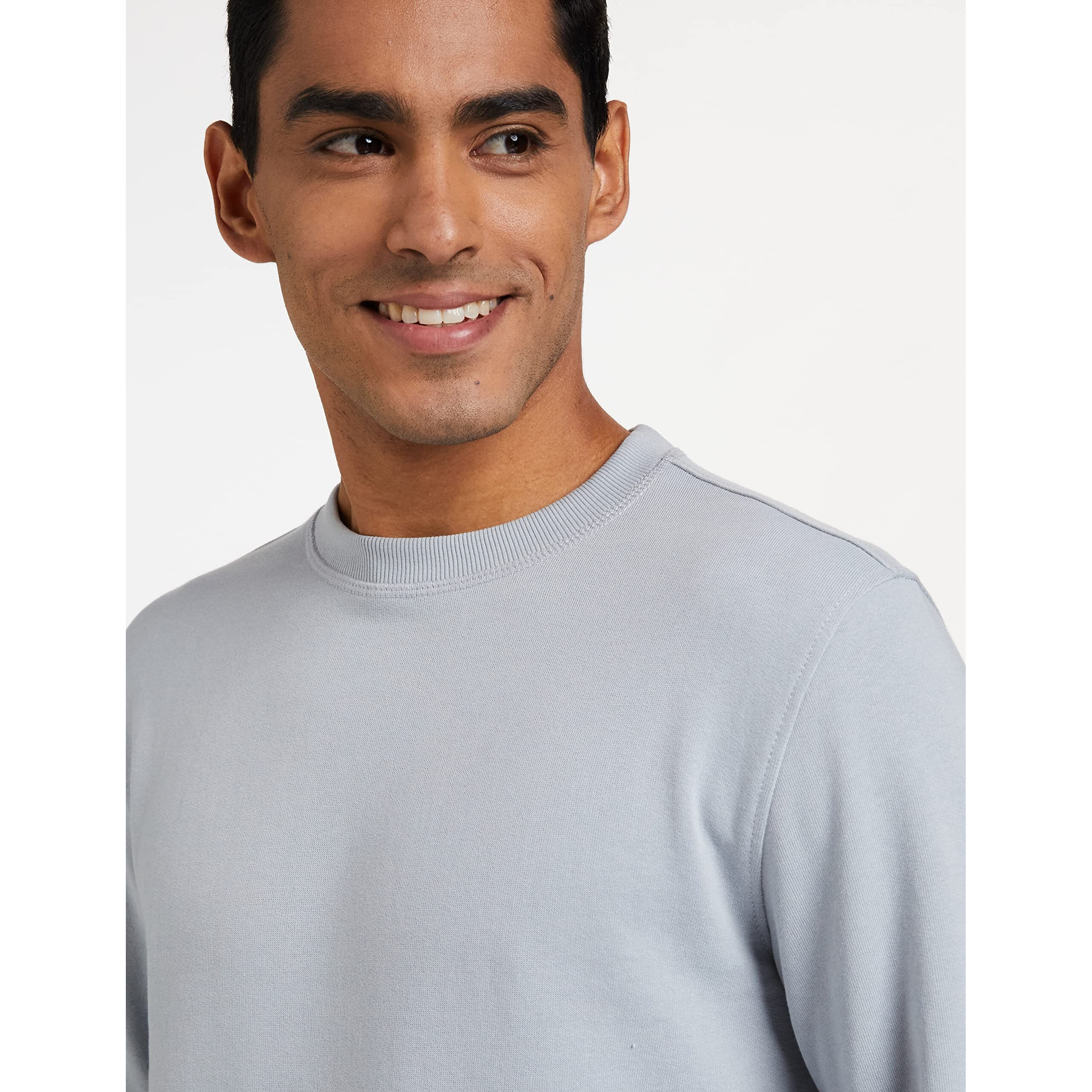 Amazon Brand - Symbol Men's Cotton Blend Men Round Neck Sweatshirt Blue Haze L