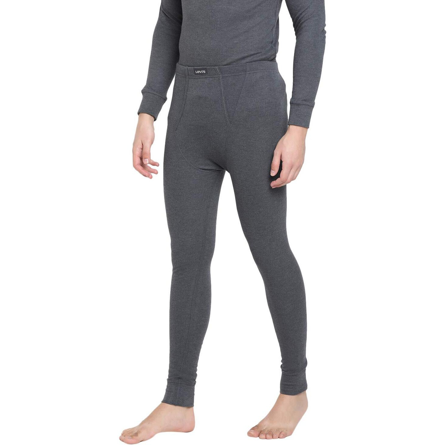 Levis Mens Slim Regular Fit Plain Thermal Bottoom (039-THRML BTM-P1_Charcoal Melange_M)