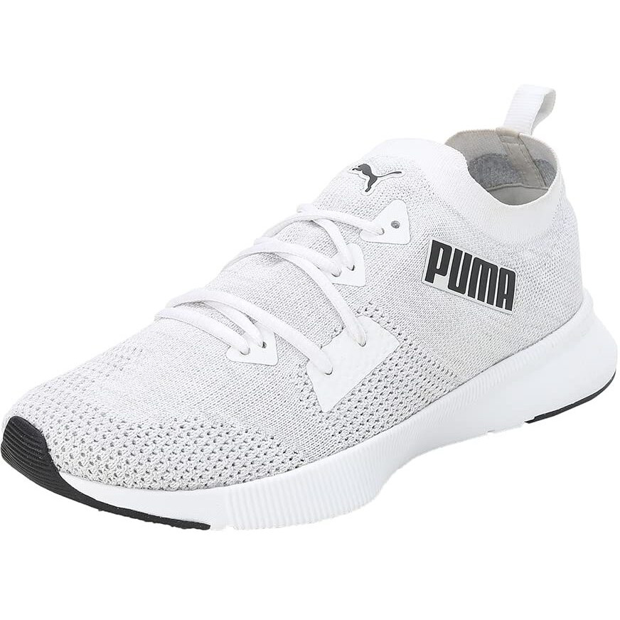 Puma Mens Flyer Runner Engineered Knit White-Cool Mid Gray-Black Running Shoe - 11UK (37999301)