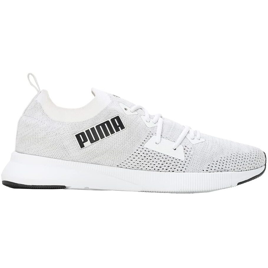 Puma Mens Flyer Runner Engineered Knit White-Cool Mid Gray-Black Running Shoe - 11UK (37999301)