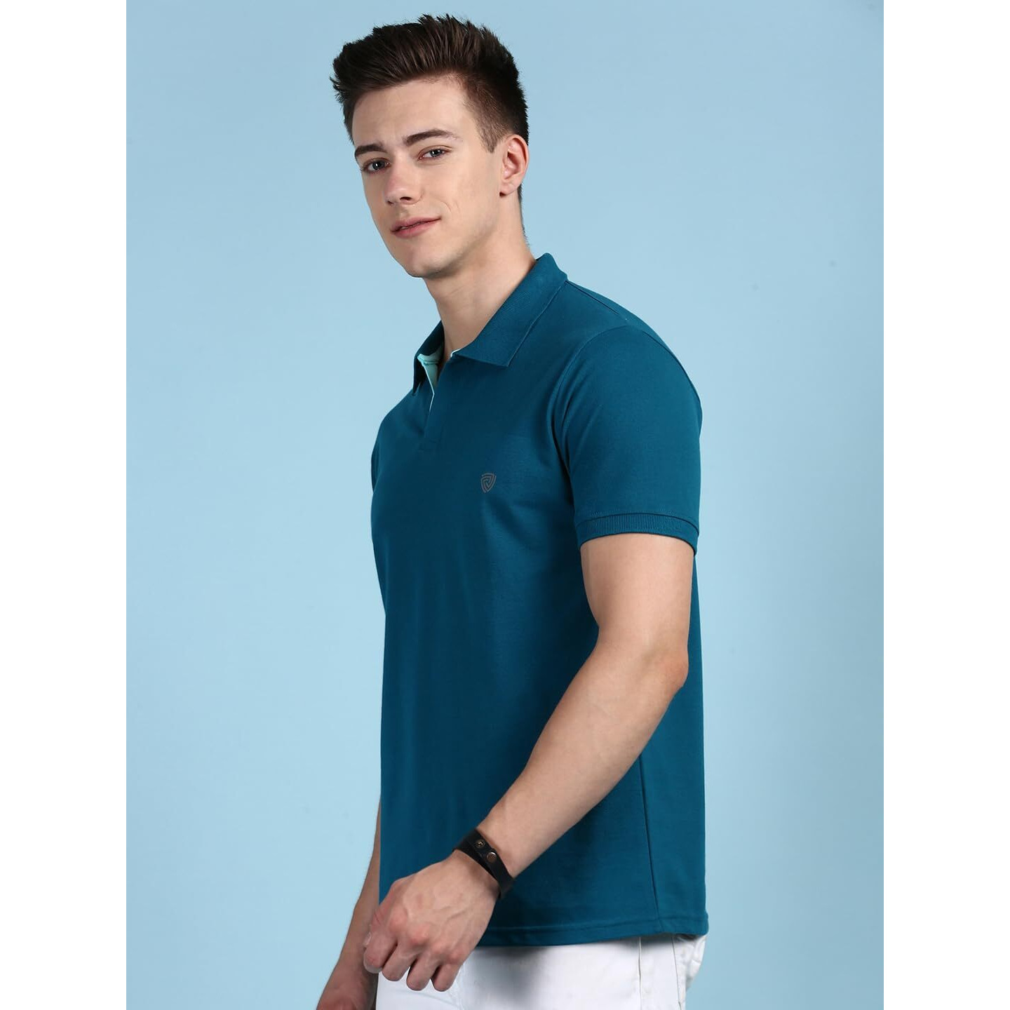 Lux Cozi Men's Pack of 1 Emerald Regular Fit Polo Neck Half Sleeve Solid Casual T-Shirt (Size  Medium)_COZI_2121_EMRAD_M_1PC
