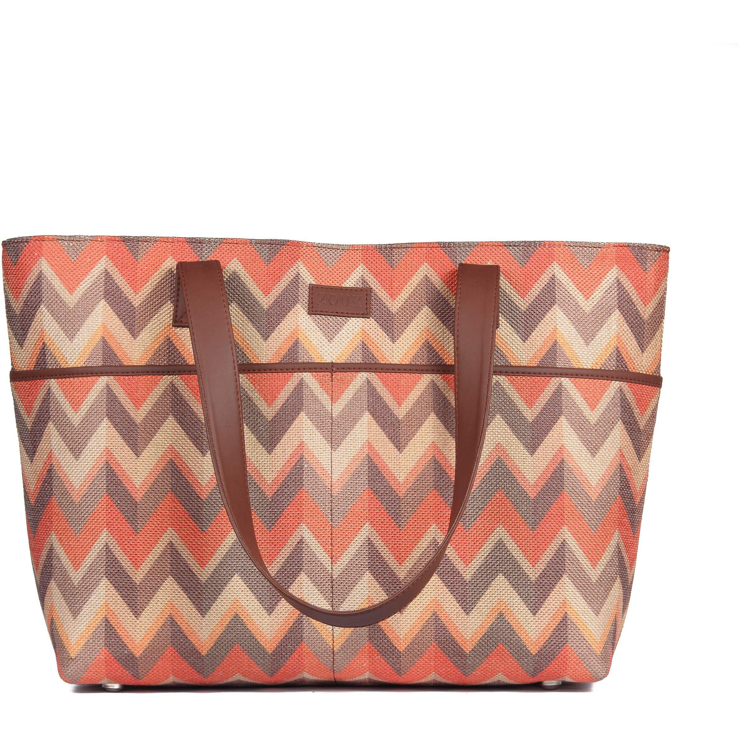 ZOUK Tote Bags Handmade Bags For Daily Use - Vegan Leather Handbags With Double Handle, Printed Totes For Women - Tidalwave Print