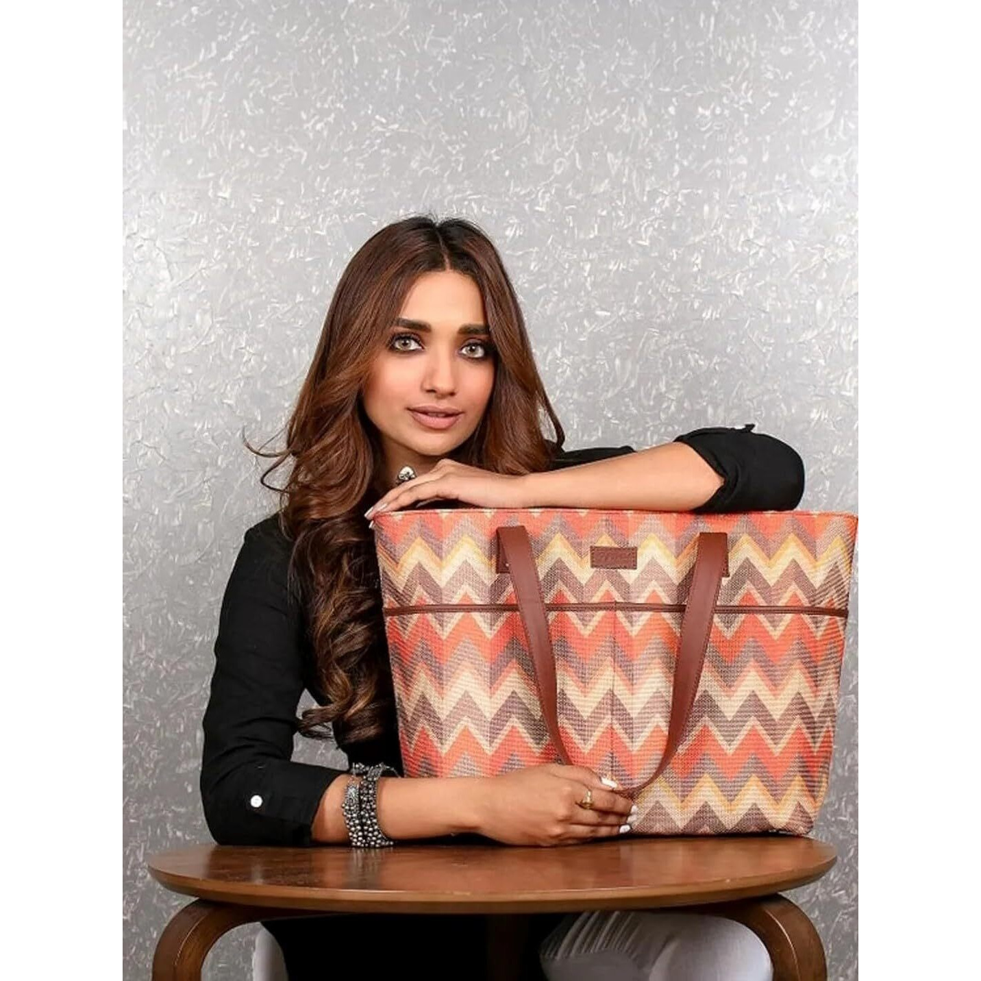ZOUK Tote Bags Handmade Bags For Daily Use - Vegan Leather Handbags With Double Handle, Printed Totes For Women - Tidalwave Print