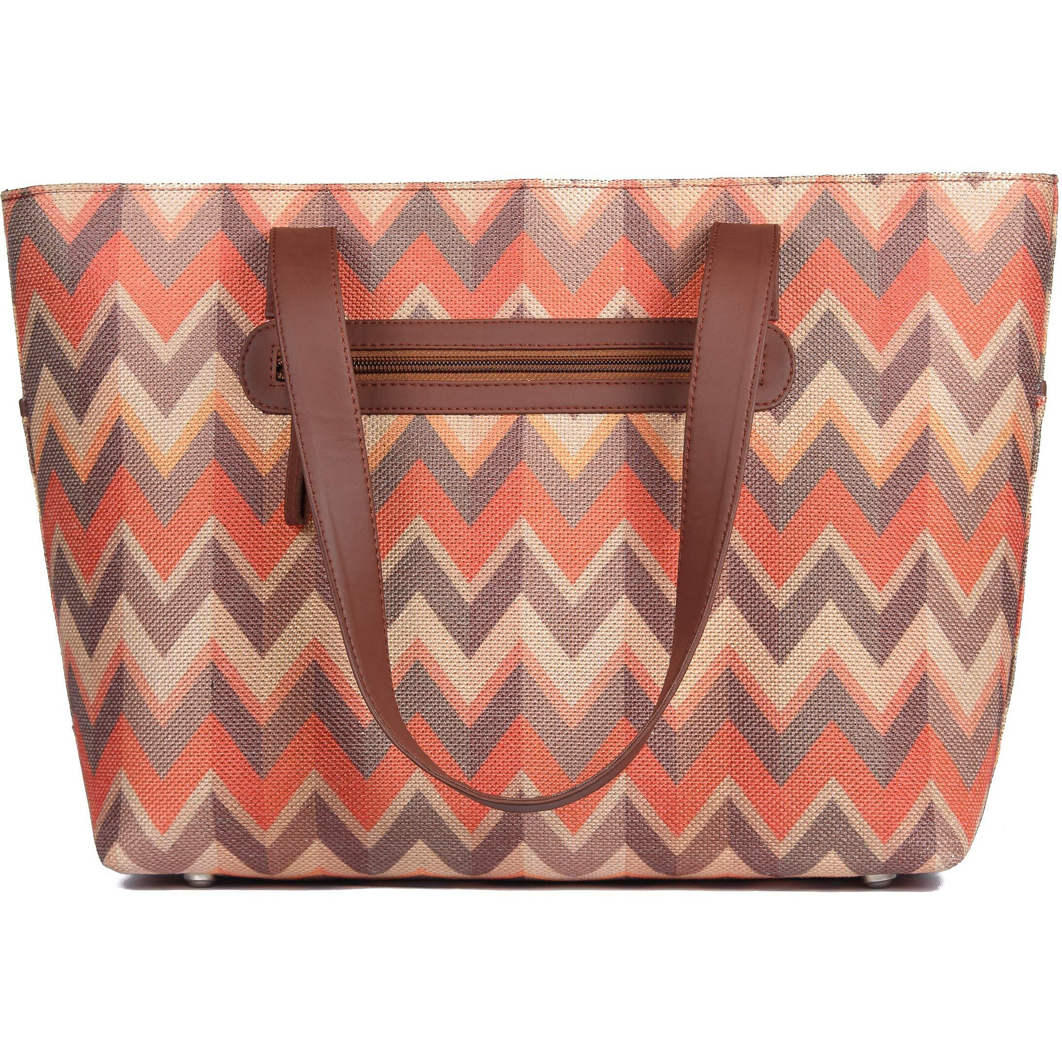 ZOUK Tote Bags Handmade Bags For Daily Use - Vegan Leather Handbags With Double Handle, Printed Totes For Women - Tidalwave Print