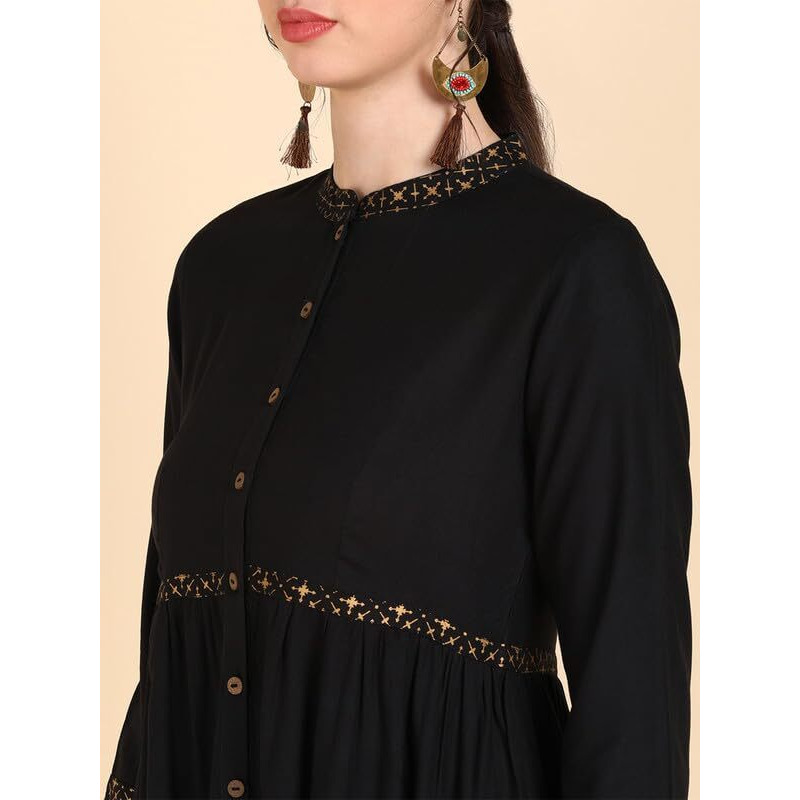Vaamsi Women's Cotton Solid Kurta (VCK8555A_M_Black)