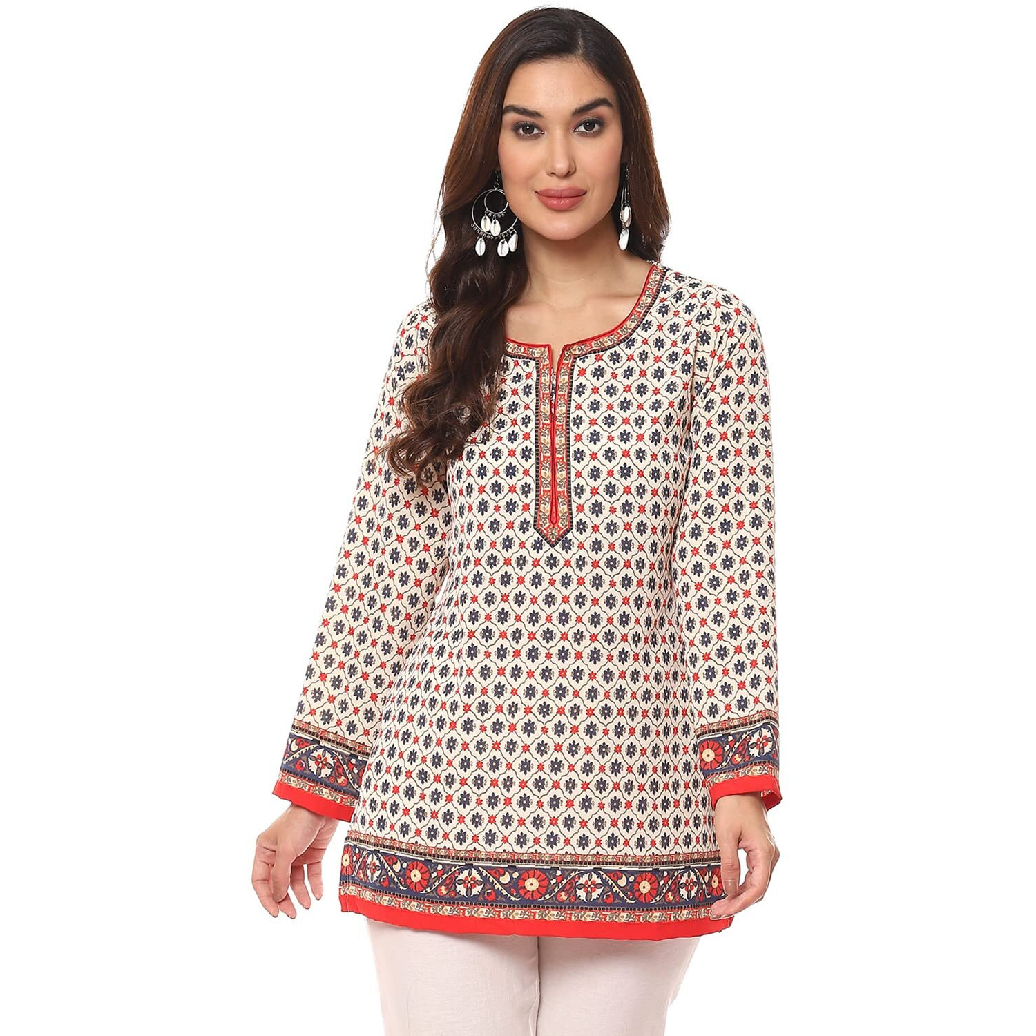 BIBA Women Printed Mix and Match(Crepe KU18836_Off White_42)