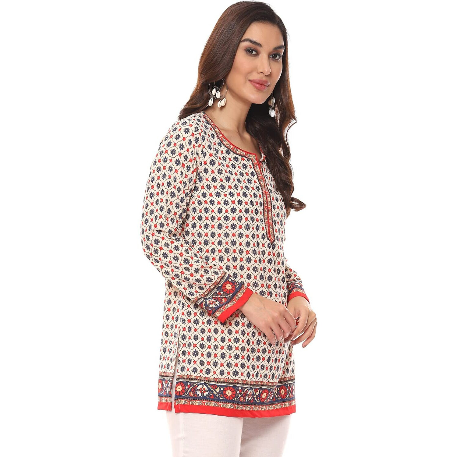 BIBA Women Printed Mix and Match(Crepe KU18836_Off White_42)