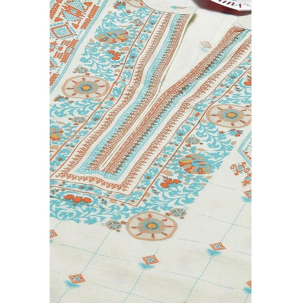 BIBA Women Cotton Printed Straight Kurta(Assorted19099_Beige_L)