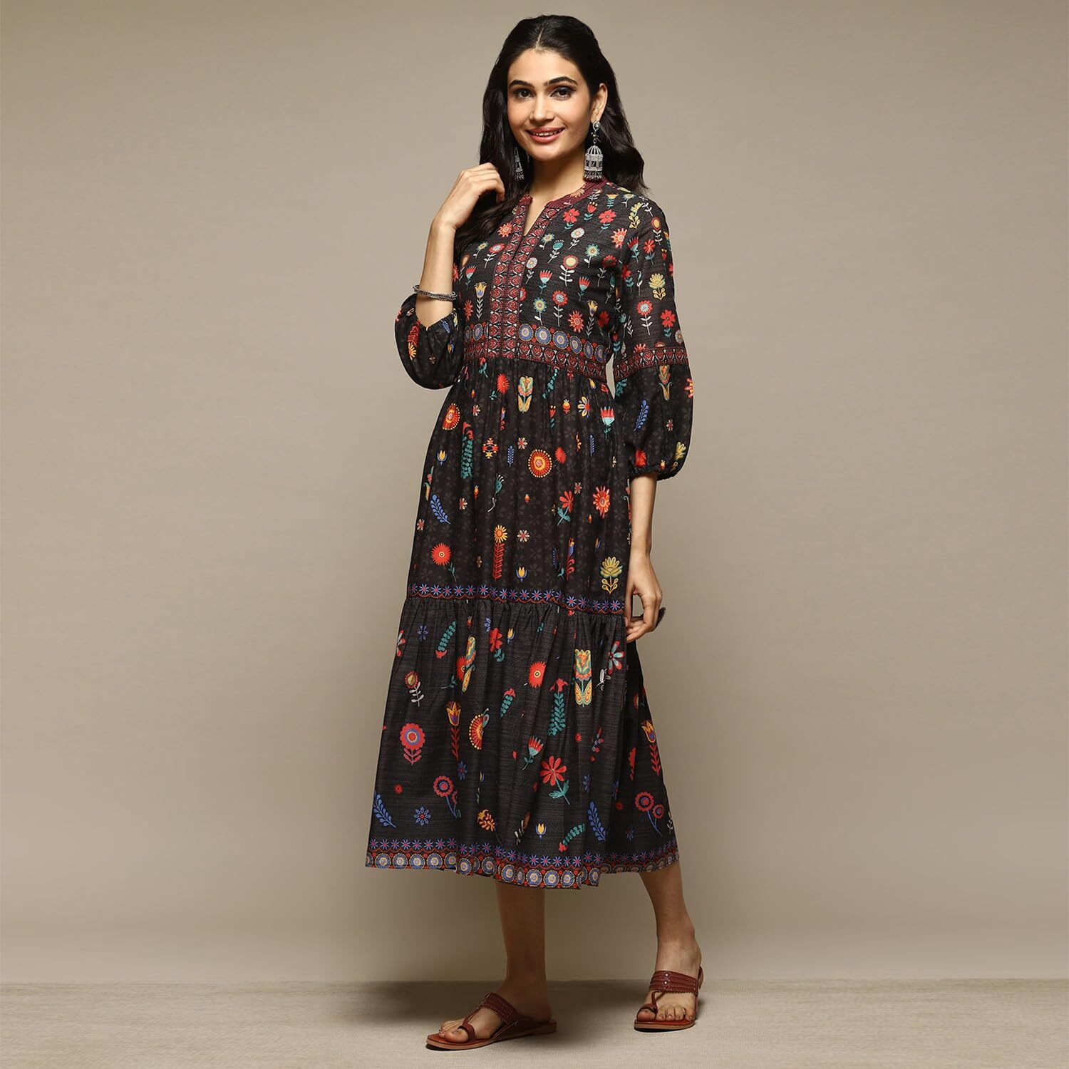 BIBA Women Printed Mix and Match(DRESSES1994E_Black_34)