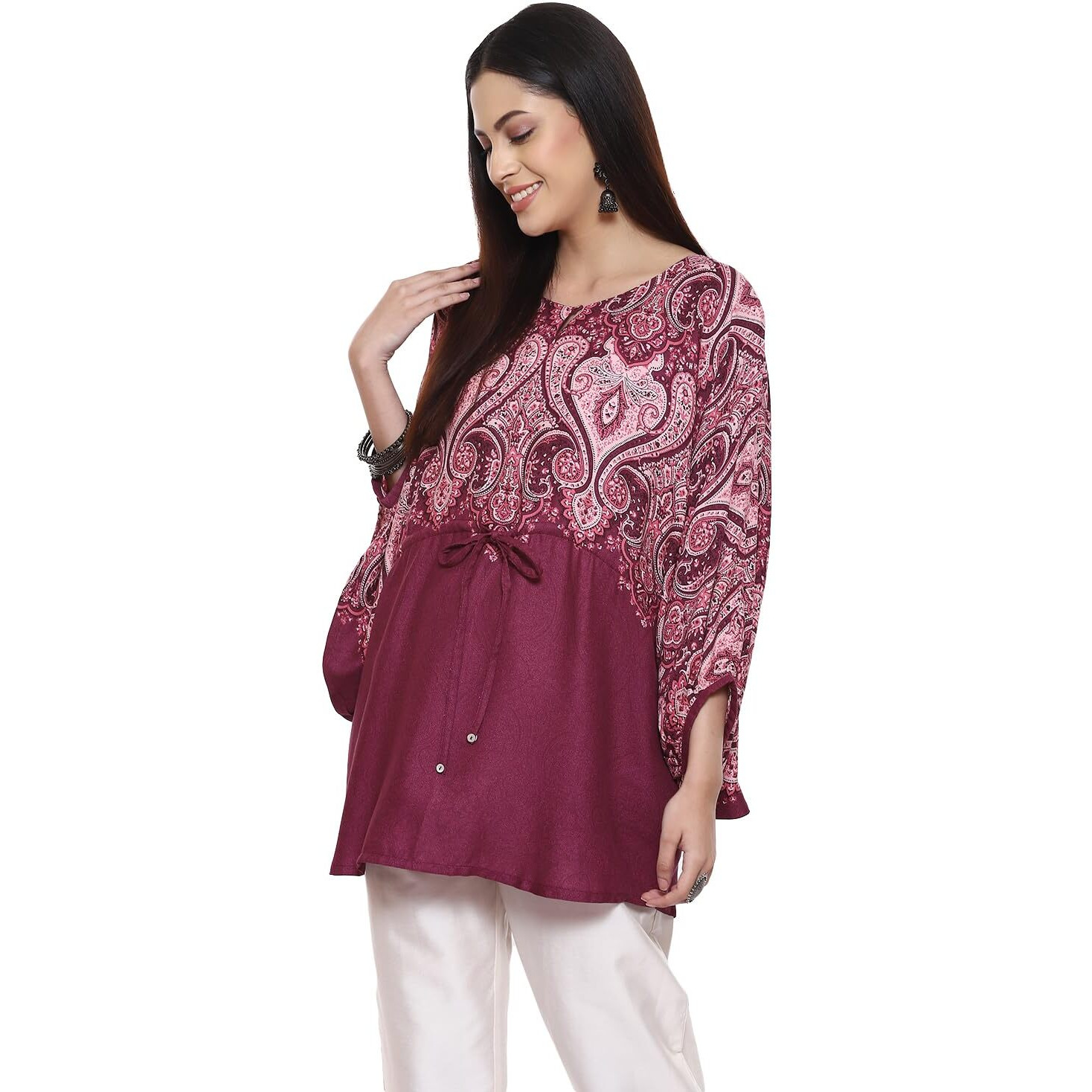 BIBA Women Printed Straight Mix and Match(Tops & T19702_BERY_36)