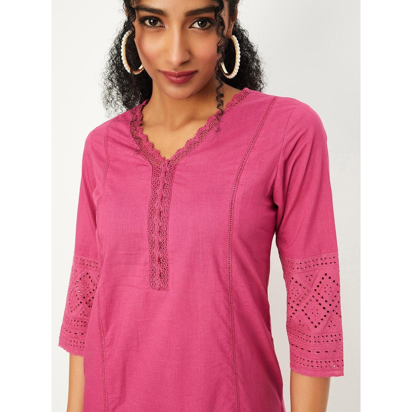 Max Women Schiffli Straight Kurta (WWNE41001PINK)_L