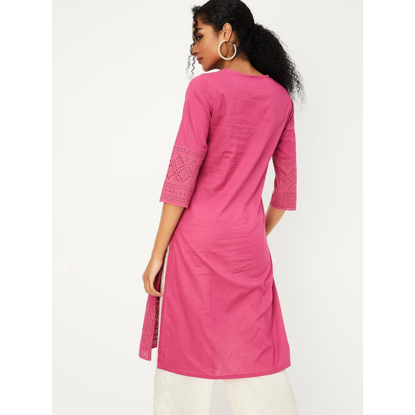 Max Women Schiffli Straight Kurta (WWNE41001PINK)_L