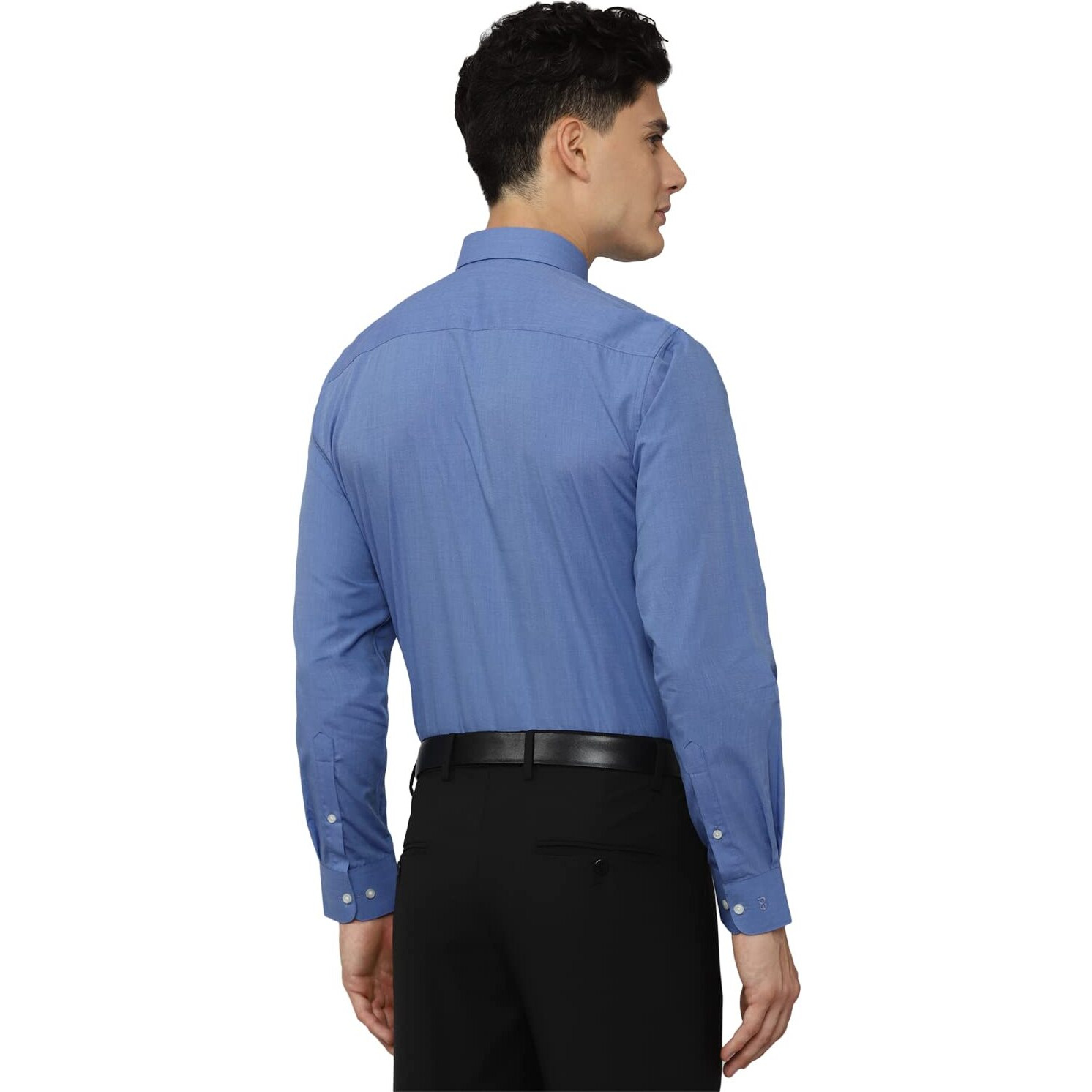 Peter England Men's Everday Regular Fit Solid Shirt | Cotton Rich | 5-Pin Pocketing Medium Blue