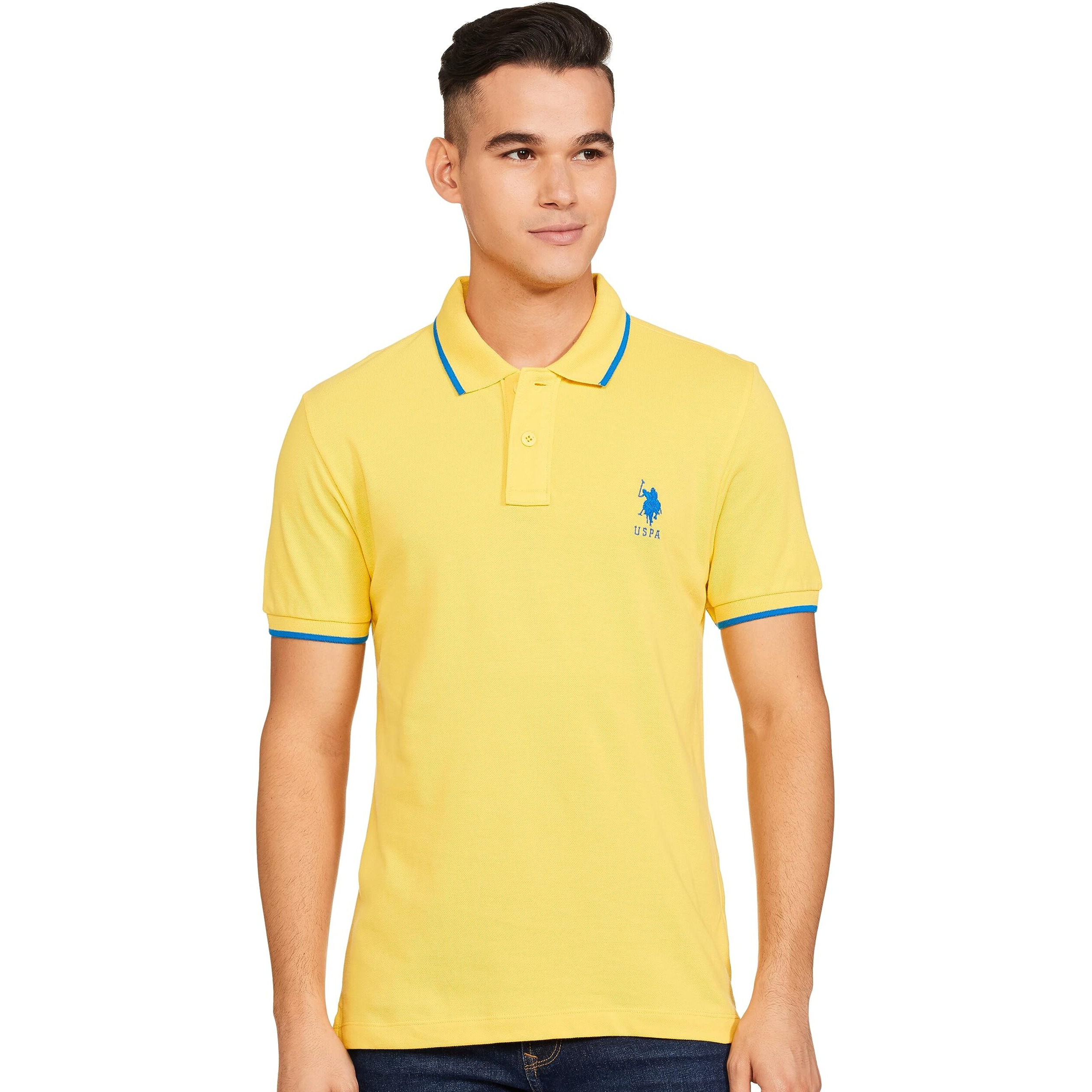 U.S. POLO ASSN. Men's Regular Fit T-Shirt (USTSHS1538_Yellow_S)