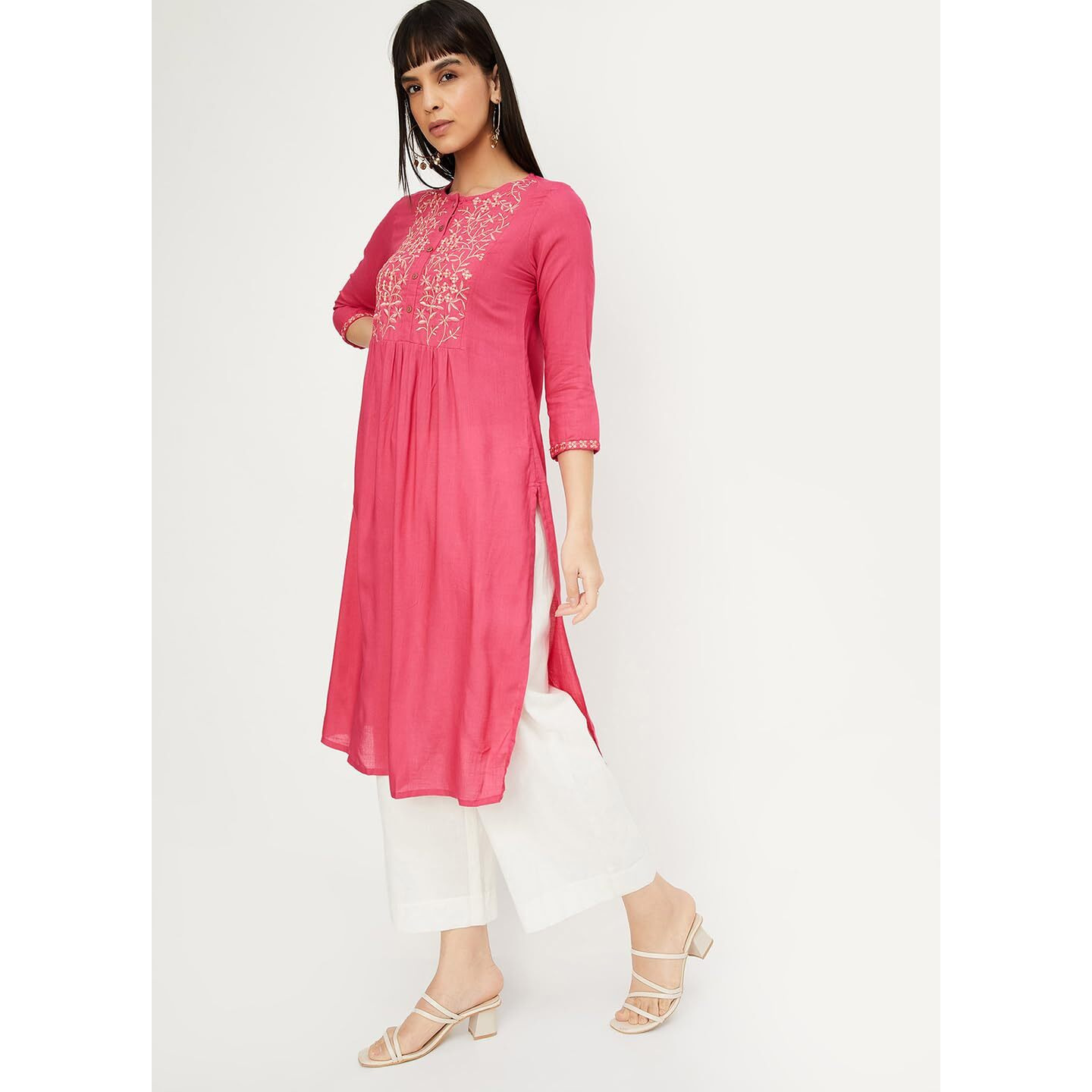 Max Women's Rayon Blend Regular Kurta (VIEKSU24DA_Pink_M