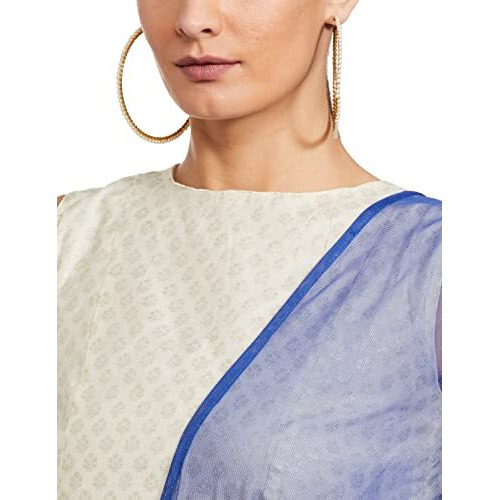 BIBA Women's Ethnic Off White/Blue Cotton Ethnic Wear Lehenga Set (Size_L)