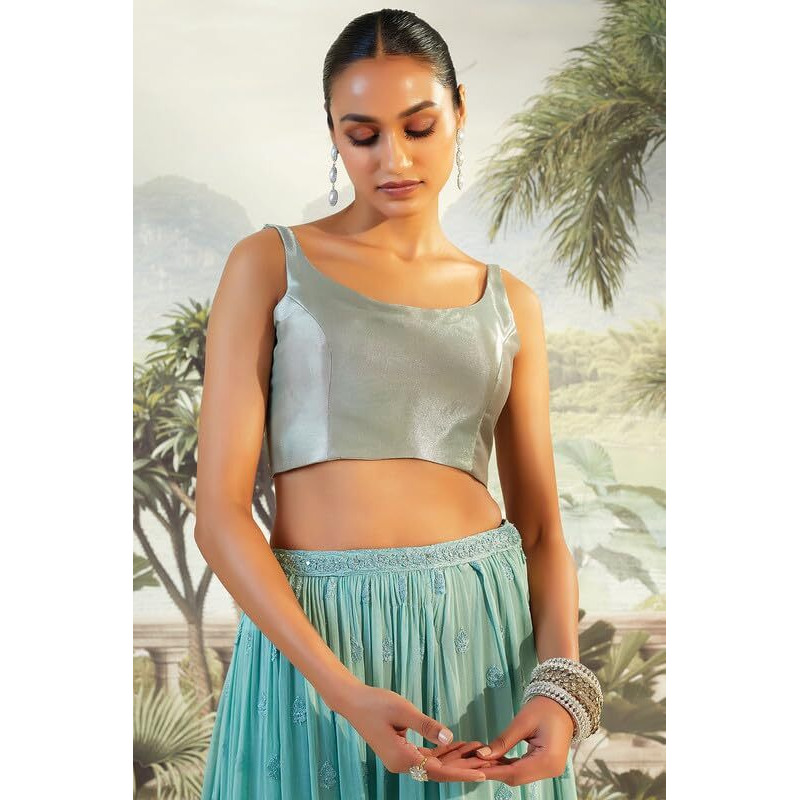 Soch Womens Grey Tissue Sleeveless Blouse