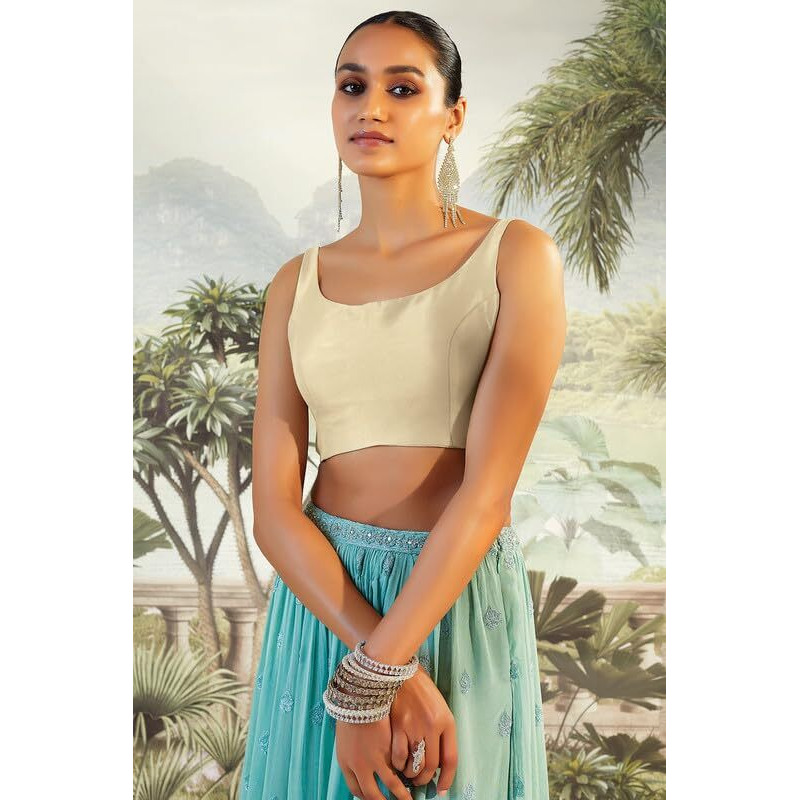 Soch Womens Beige Tissue Sleeveless Blouse