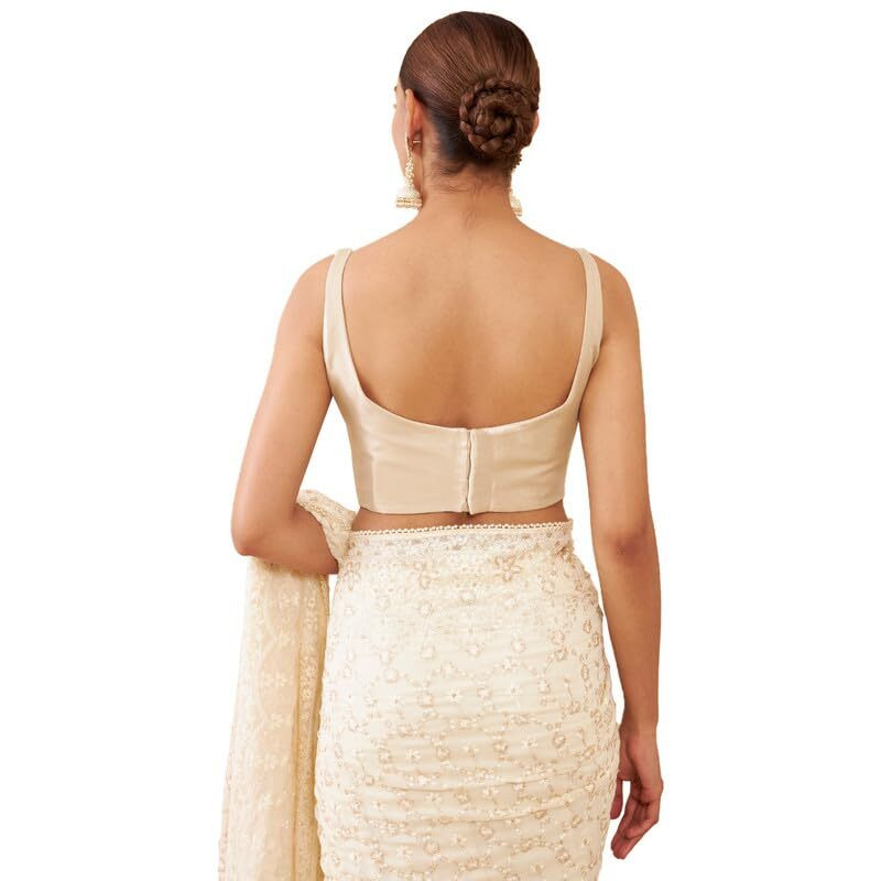 Soch Womens Beige Tissue Sleeveless Blouse