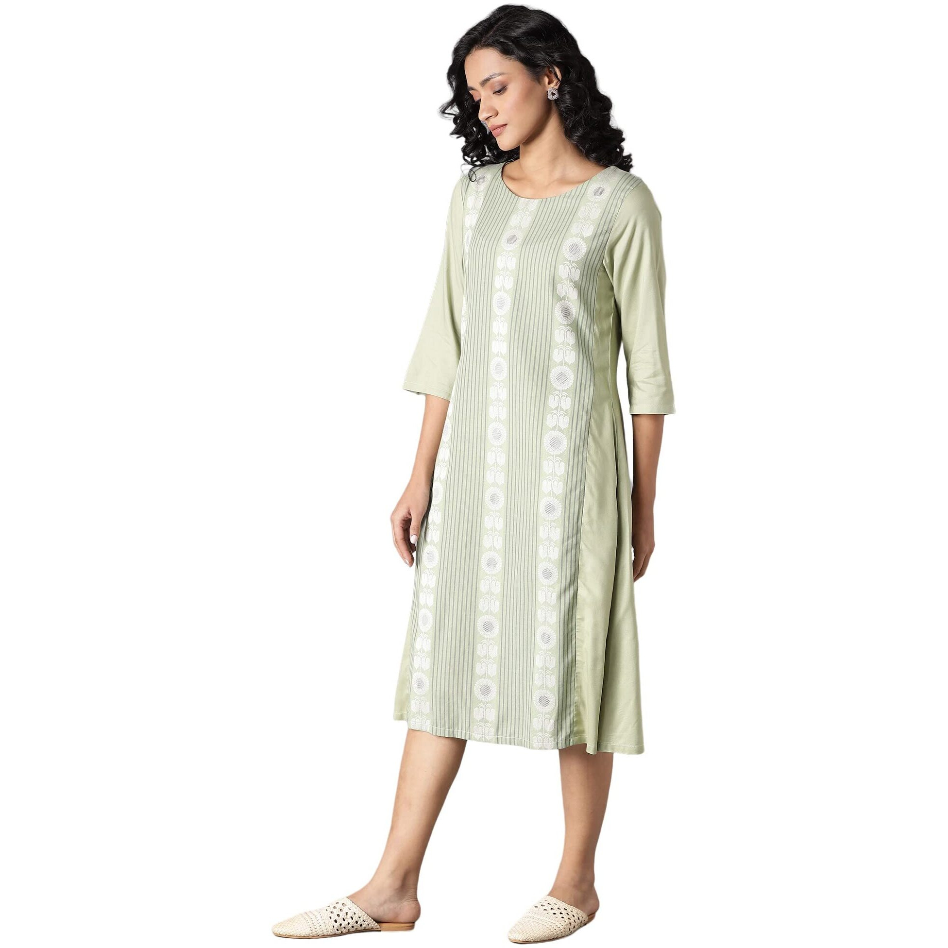 W for Woman Laurel Green A-line Kurta_22FEW17332-312251_L