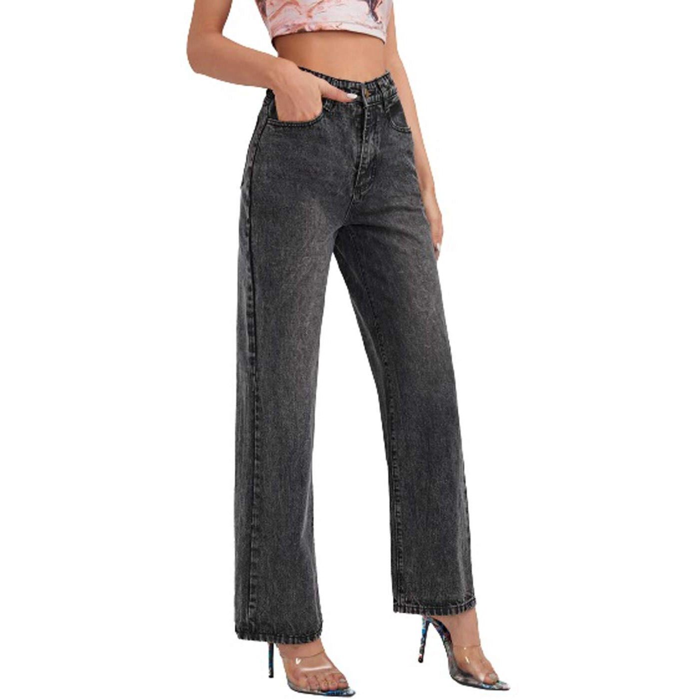 KOTTY Women High Rise Cotton Lycra Blend Ankle Length Jeans Black