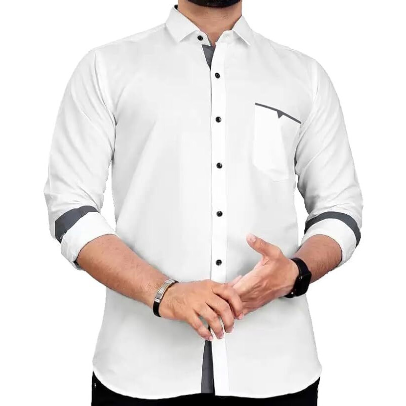 CB-COLEBROOK Men Regular Fit Solid Spread Collar Casual Shirt (X-Large, White)