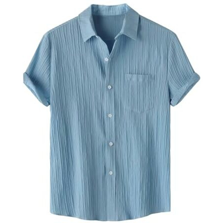 TAGDO Men's Solid Shirt with Chest Pocket Short Sleeve Shirt for Summer Outdoor Activities (Sugar-Shirt-5182-Aqua-XXL)