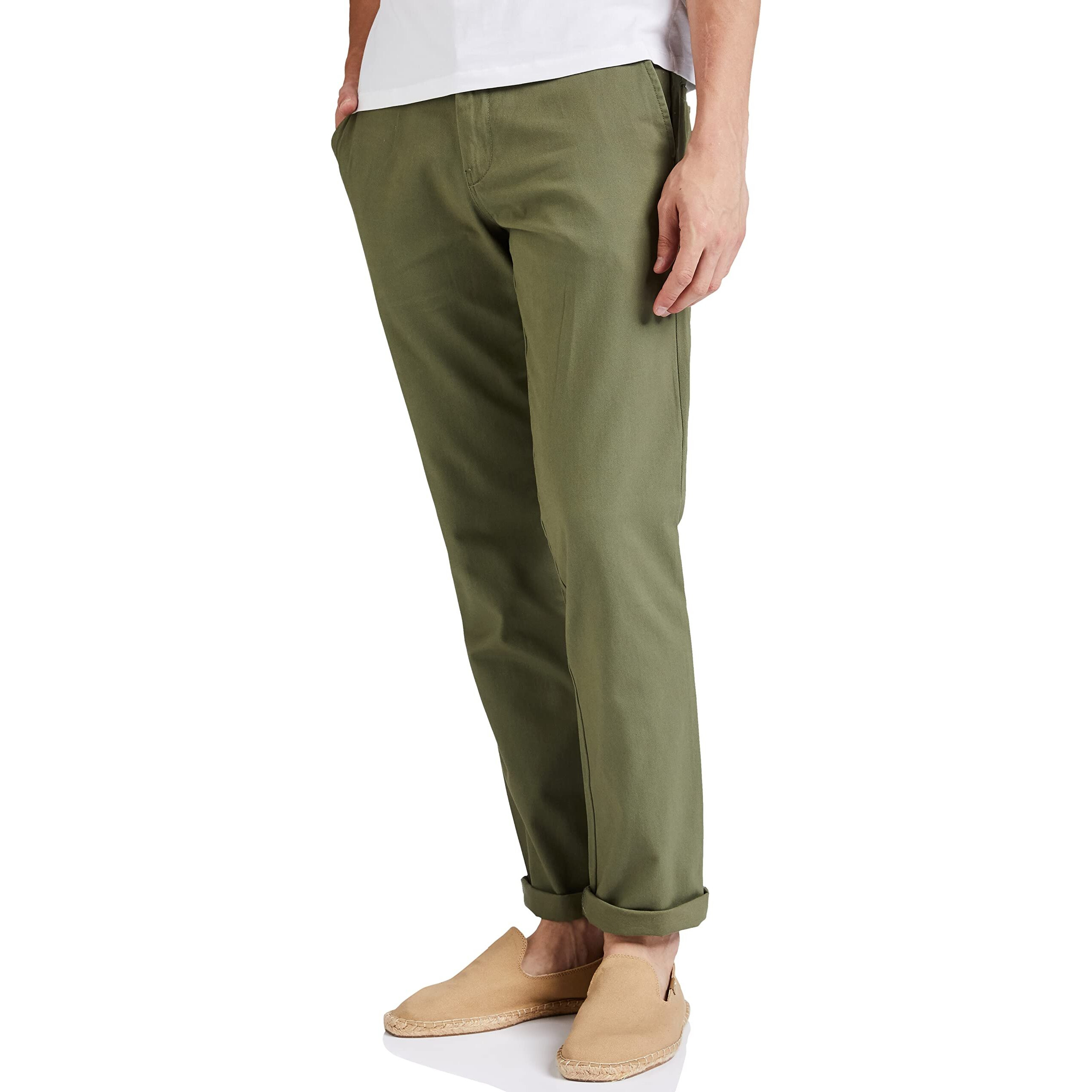Amazon Brand - Symbol Men's Casual Cotton Pants | Chinos | Trousers (Regular Fit) (Light Olive_28)