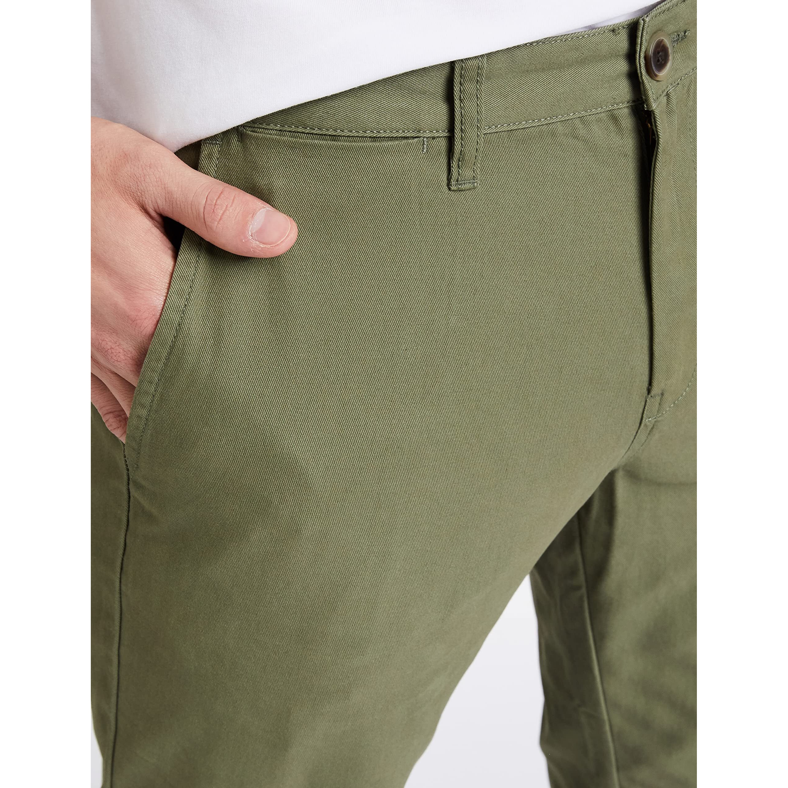 Amazon Brand - Symbol Men's Casual Cotton Pants | Chinos | Trousers (Regular Fit) (Light Olive_28)