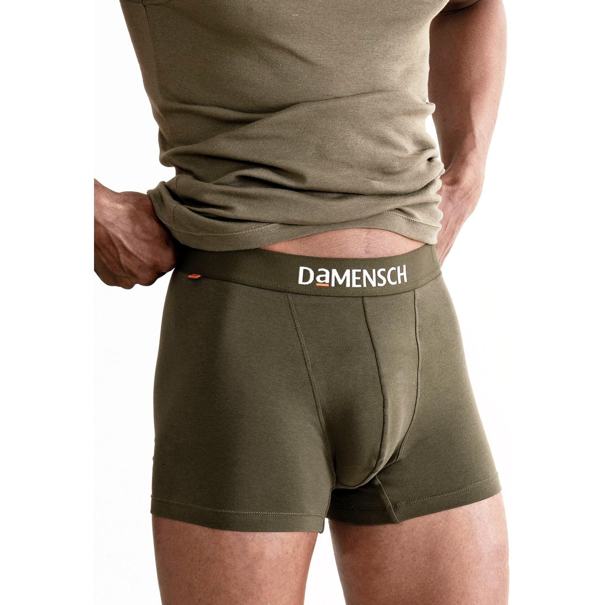 DAMENSCH Men's Deo-Cotton Deodorizing Trunks- Pack of 1- Deep Olive- Large