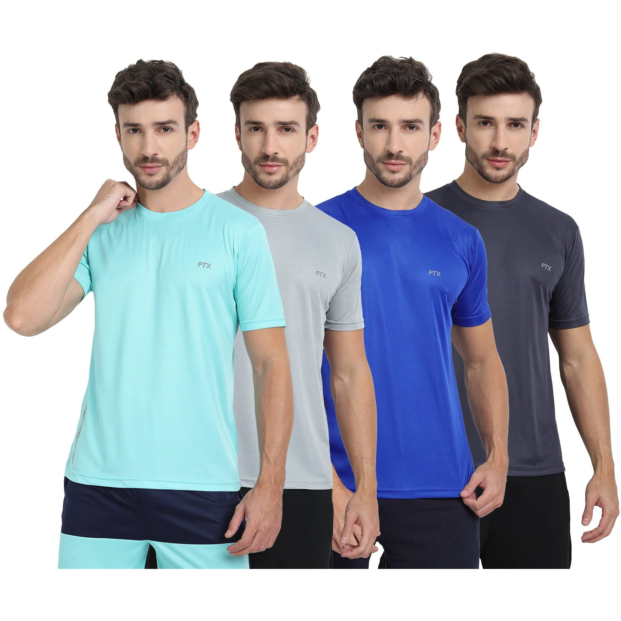 FTX Drifit Round Neck Half Sleeve Tshirt Pack of 4(723_1_3_7_8)_M