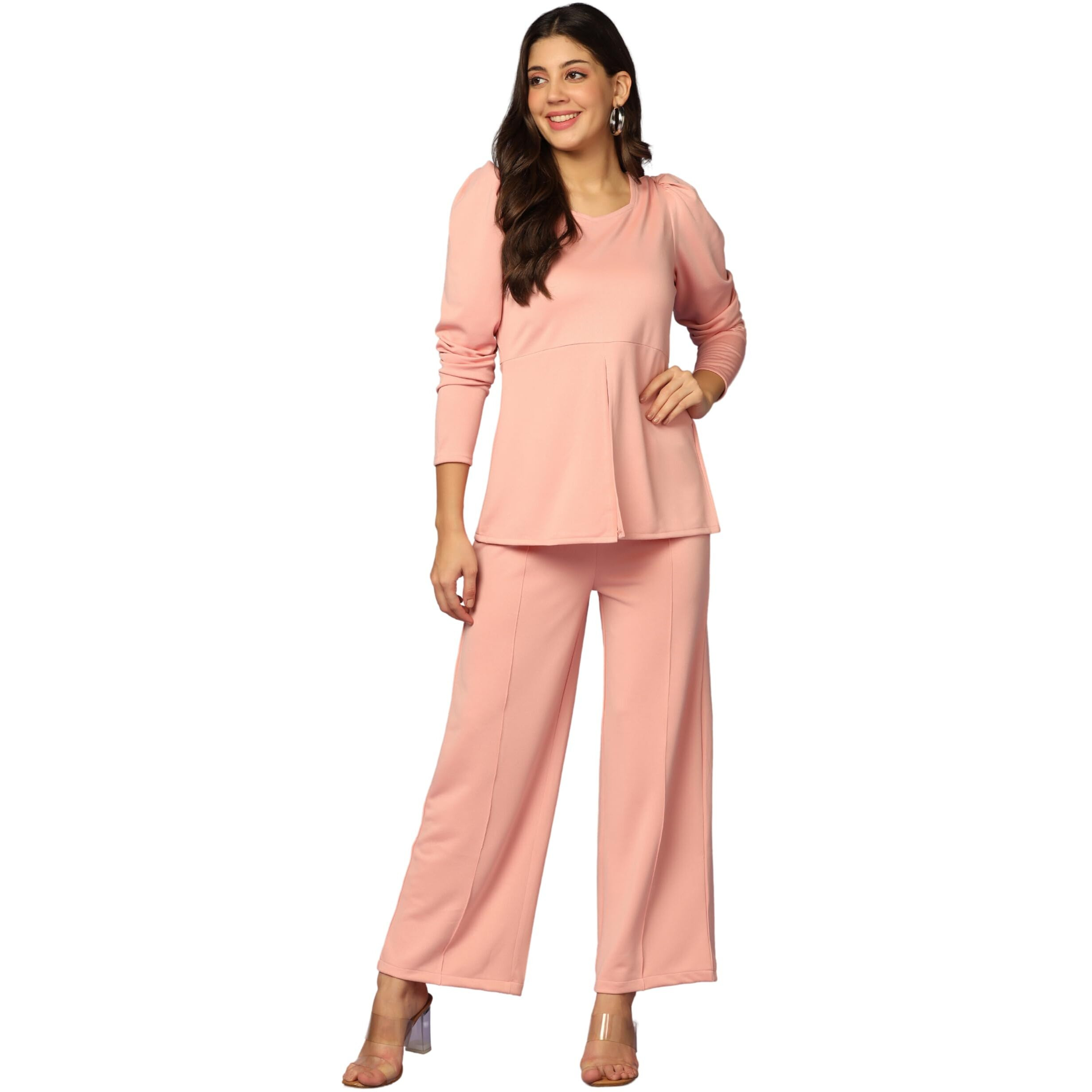 Leriya Fashion Ethnic Co Ord Set | Co Ord Set for Women | Night Dress for Women | Night Wear for Women | Payjama Set for Women | Women Two-Piece Outfits | Coord Sets (Small, Pink)