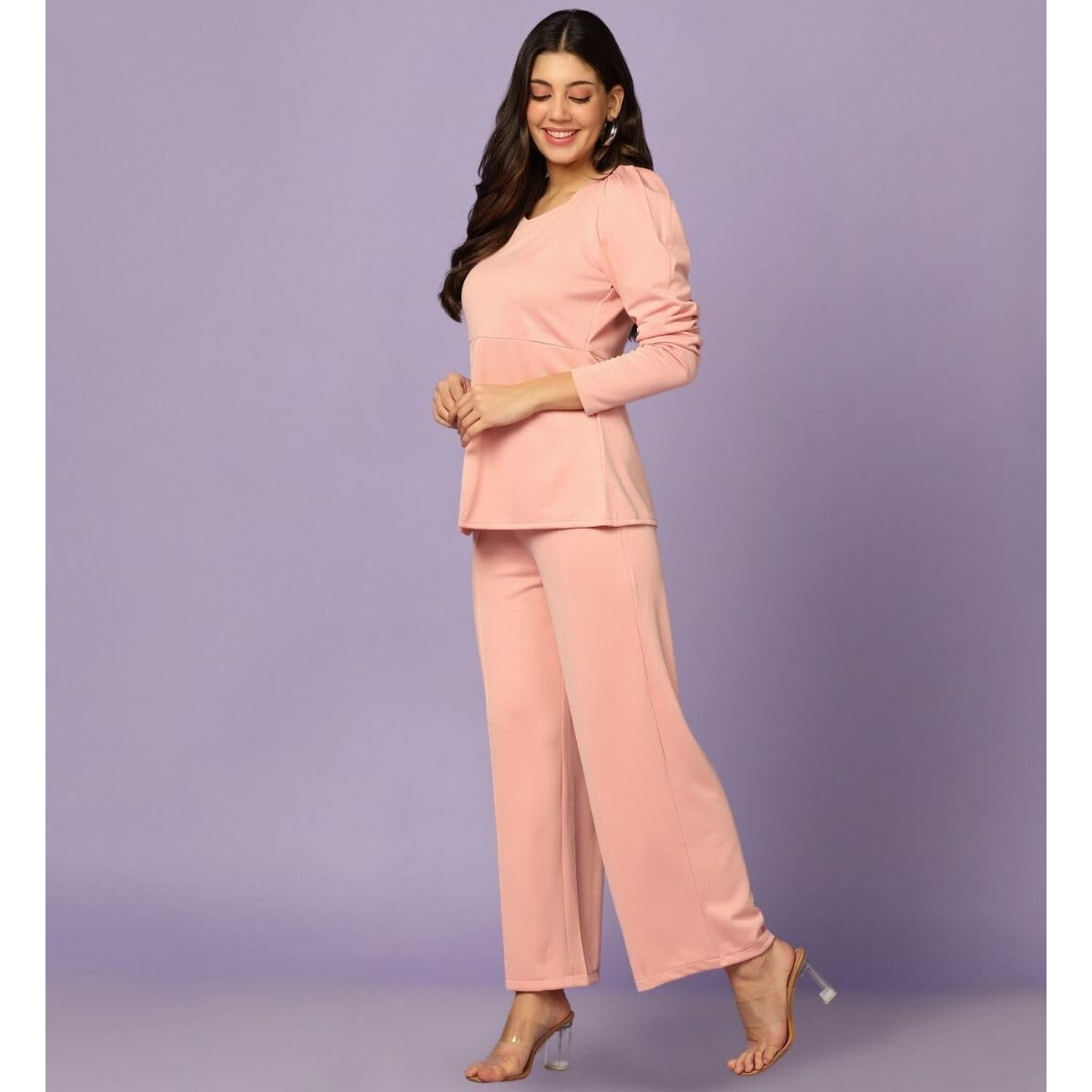 Leriya Fashion Ethnic Co Ord Set | Co Ord Set for Women | Night Dress for Women | Night Wear for Women | Payjama Set for Women | Women Two-Piece Outfits | Coord Sets (Small, Pink)