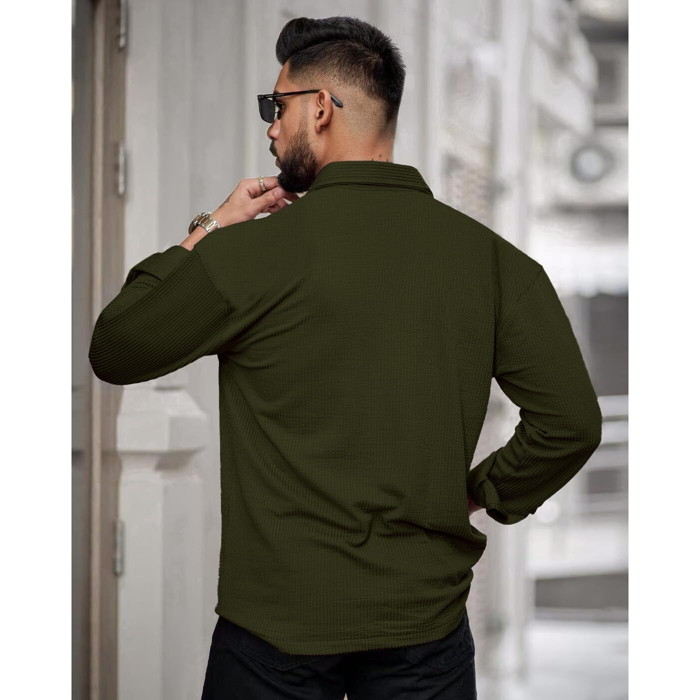 Noble Monk Men's Solid Casual Shirt |Full Sleeve | Regular Fit |Stylish Shirt for Men Olive