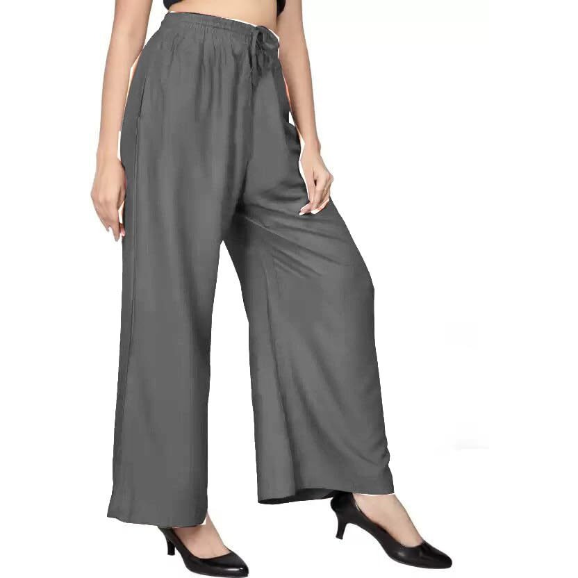 BENKILS Women's Cotton Reyon Regular Fit Palazzo Pants - Available Size - M, L, XL, 2XL, 3XL,4XL (XL, Grey)