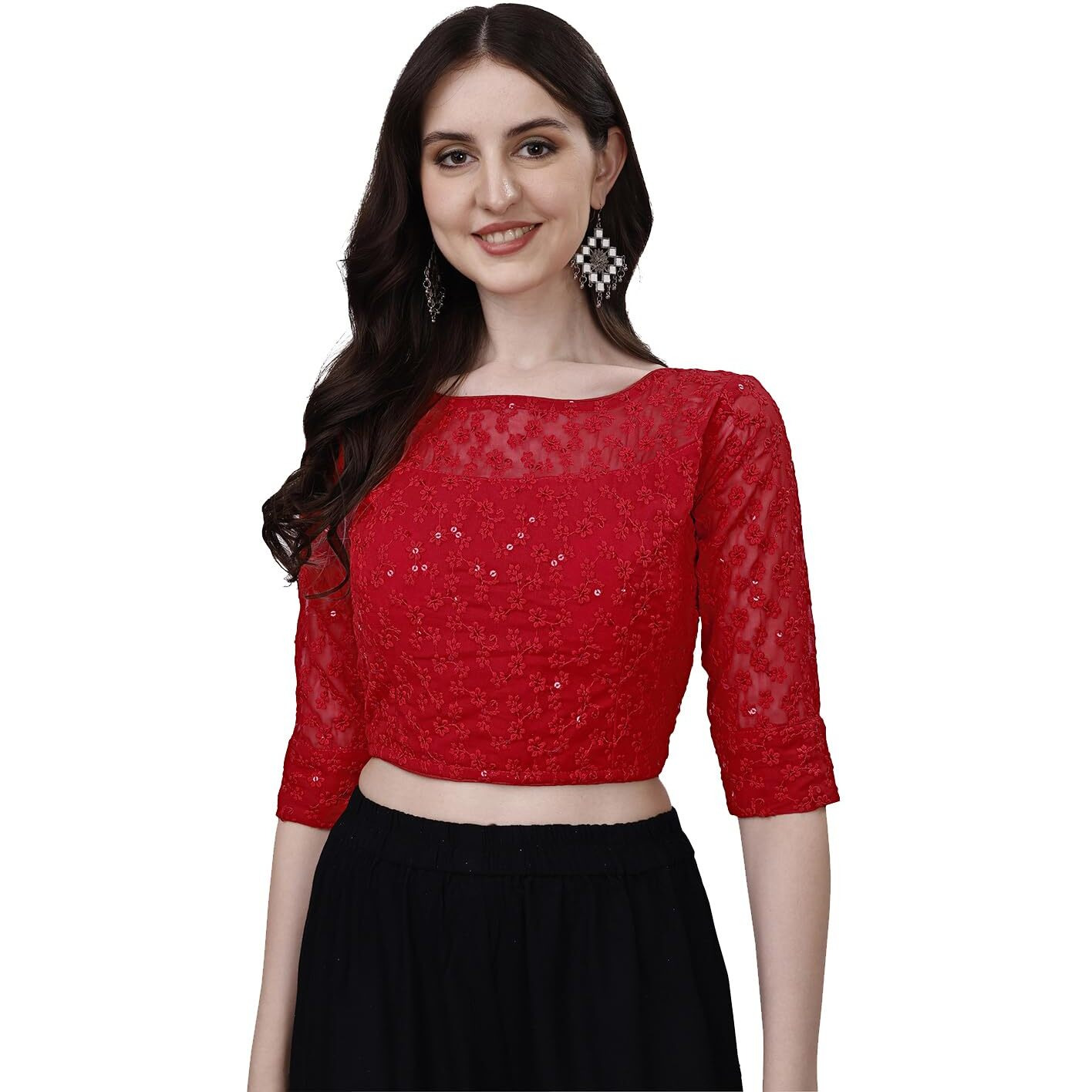 Pujia Mills Blouse for Women Blouse Readymade Stylish Design Blouses for Women Readymade Blouse for Women Stylish Fancy Blouse Stitched Blouse for Women Saree Blouse red Blouse Readymade
