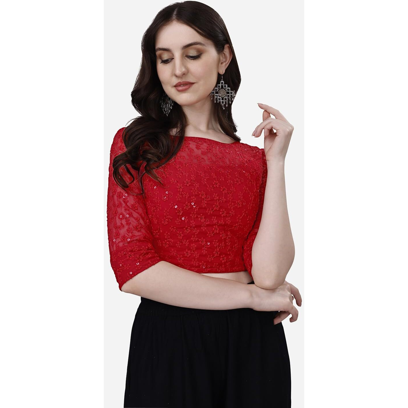 Pujia Mills Blouse for Women Blouse Readymade Stylish Design Blouses for Women Readymade Blouse for Women Stylish Fancy Blouse Stitched Blouse for Women Saree Blouse red Blouse Readymade