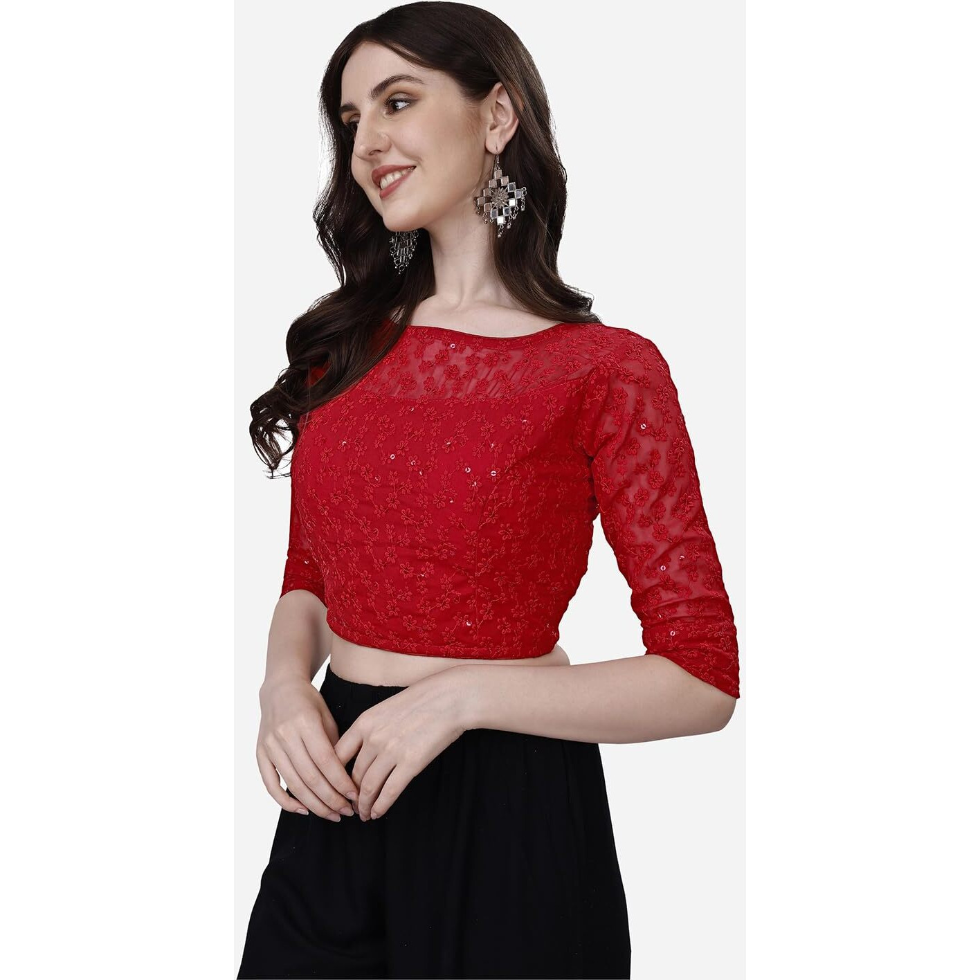 Pujia Mills Blouse for Women Blouse Readymade Stylish Design Blouses for Women Readymade Blouse for Women Stylish Fancy Blouse Stitched Blouse for Women Saree Blouse red Blouse Readymade