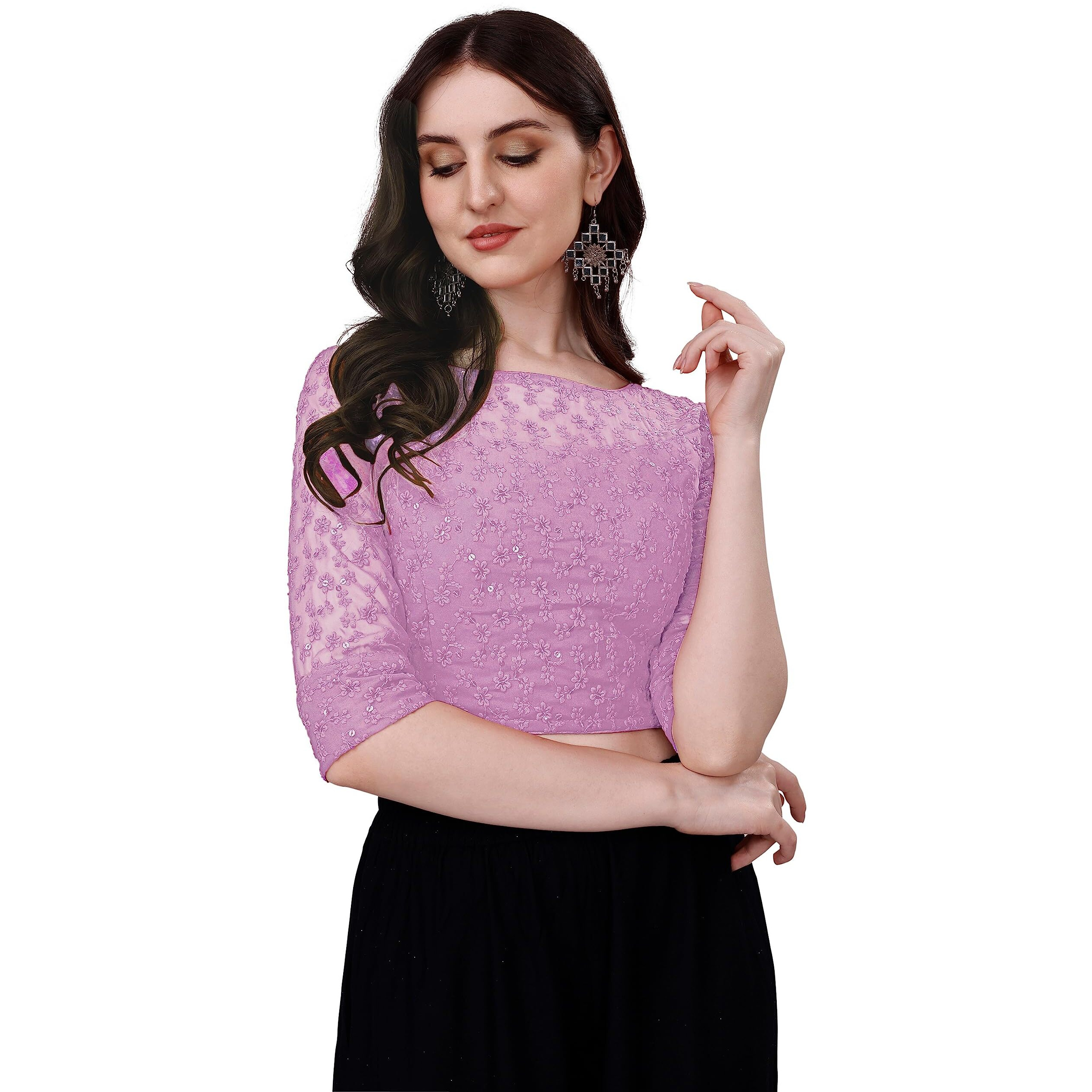 Pujia Mills Blouse for Women Blouse Readymade Stylish Design Blouses for Women Readymade Blouse for Women Stylish Fancy Blouse Stitched Blouse for Women Saree Blouse Baby Pink Blouse Readymade