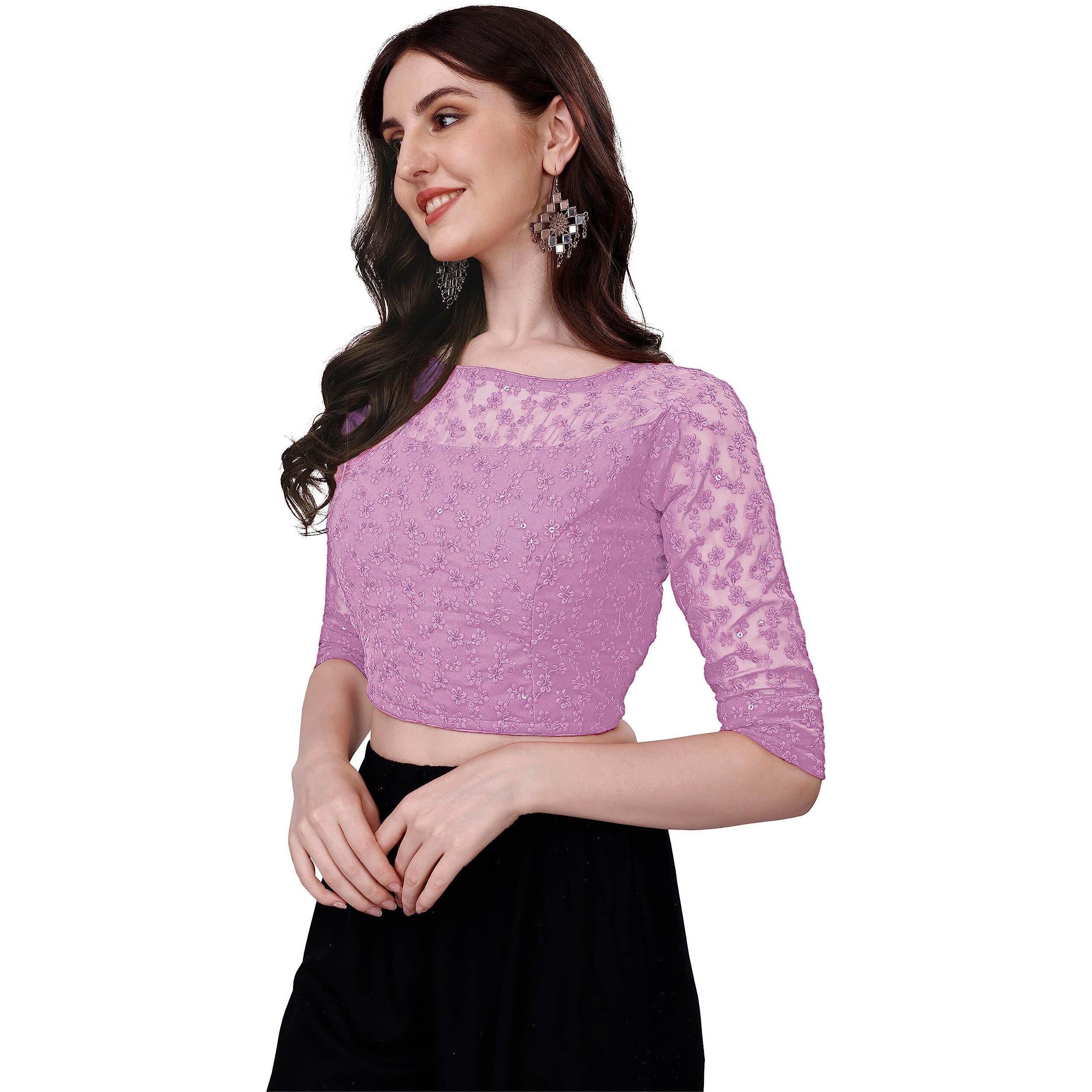 Pujia Mills Blouse for Women Blouse Readymade Stylish Design Blouses for Women Readymade Blouse for Women Stylish Fancy Blouse Stitched Blouse for Women Saree Blouse Baby Pink Blouse Readymade