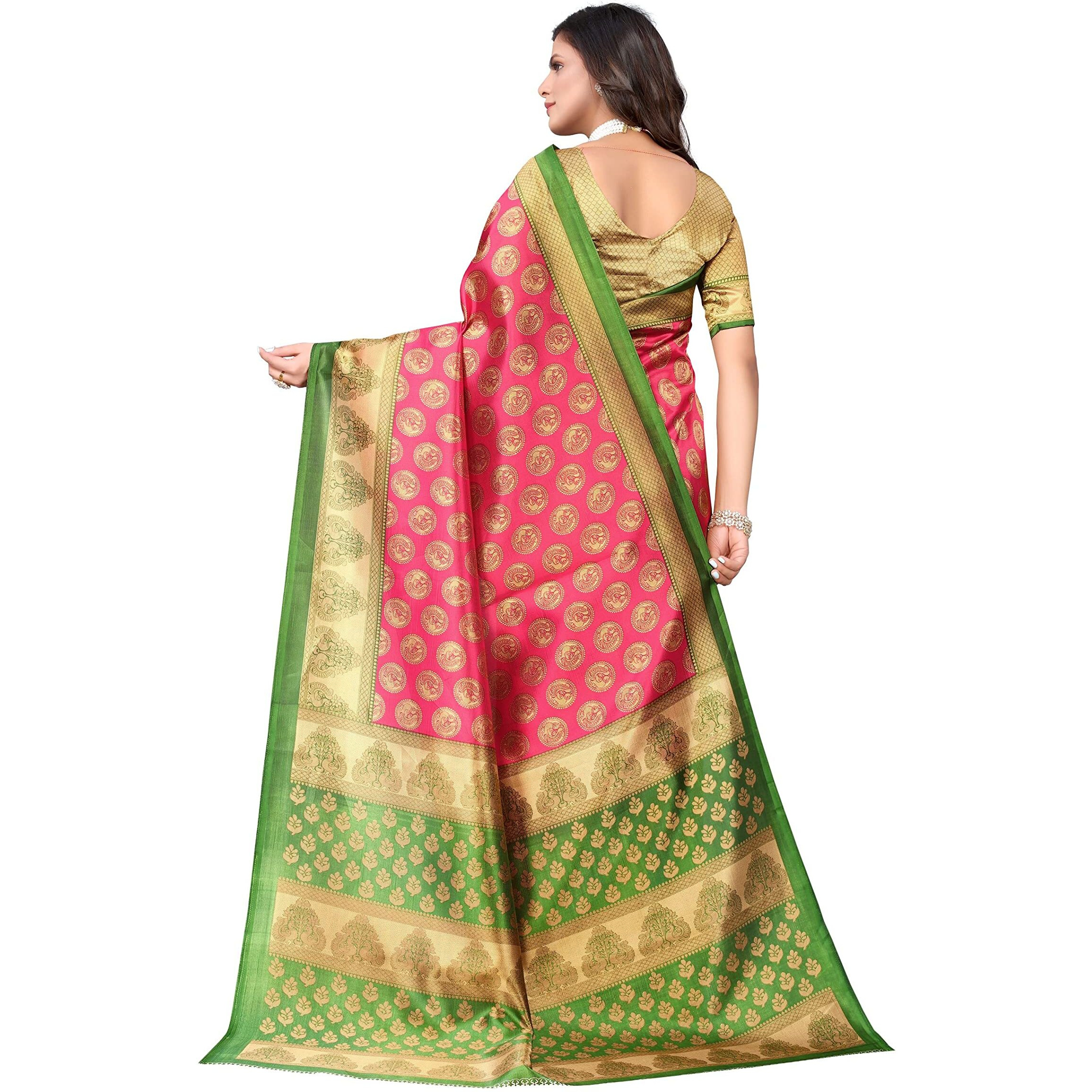 Yashika Women's Jacquard Art Silk Standard Length Saree (Alifa Pink_R