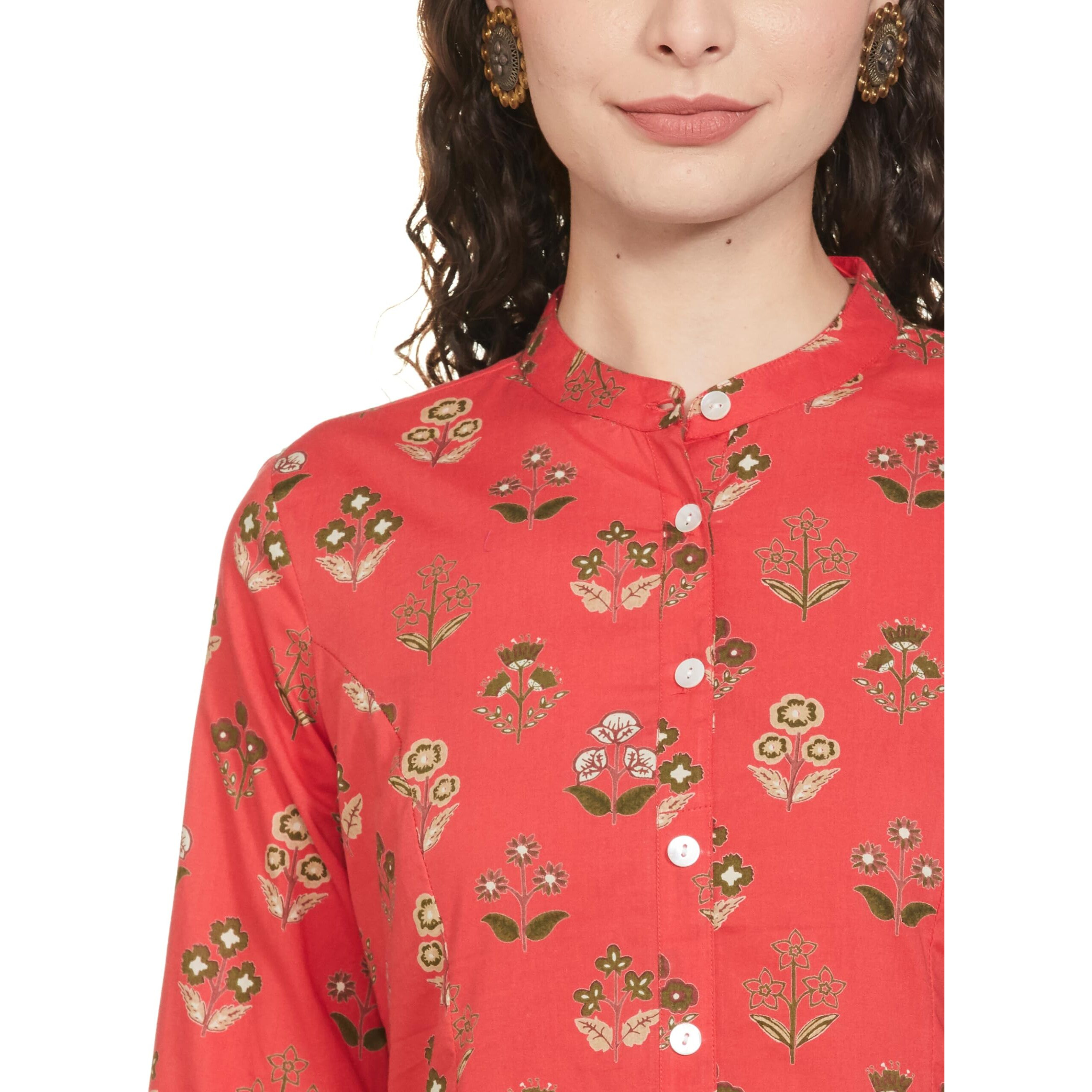 Amazon Brand - Myx Women's Cotton Printed Regular Kurti (PAG 102_Shahi BAGAAN (RED) _2XL)